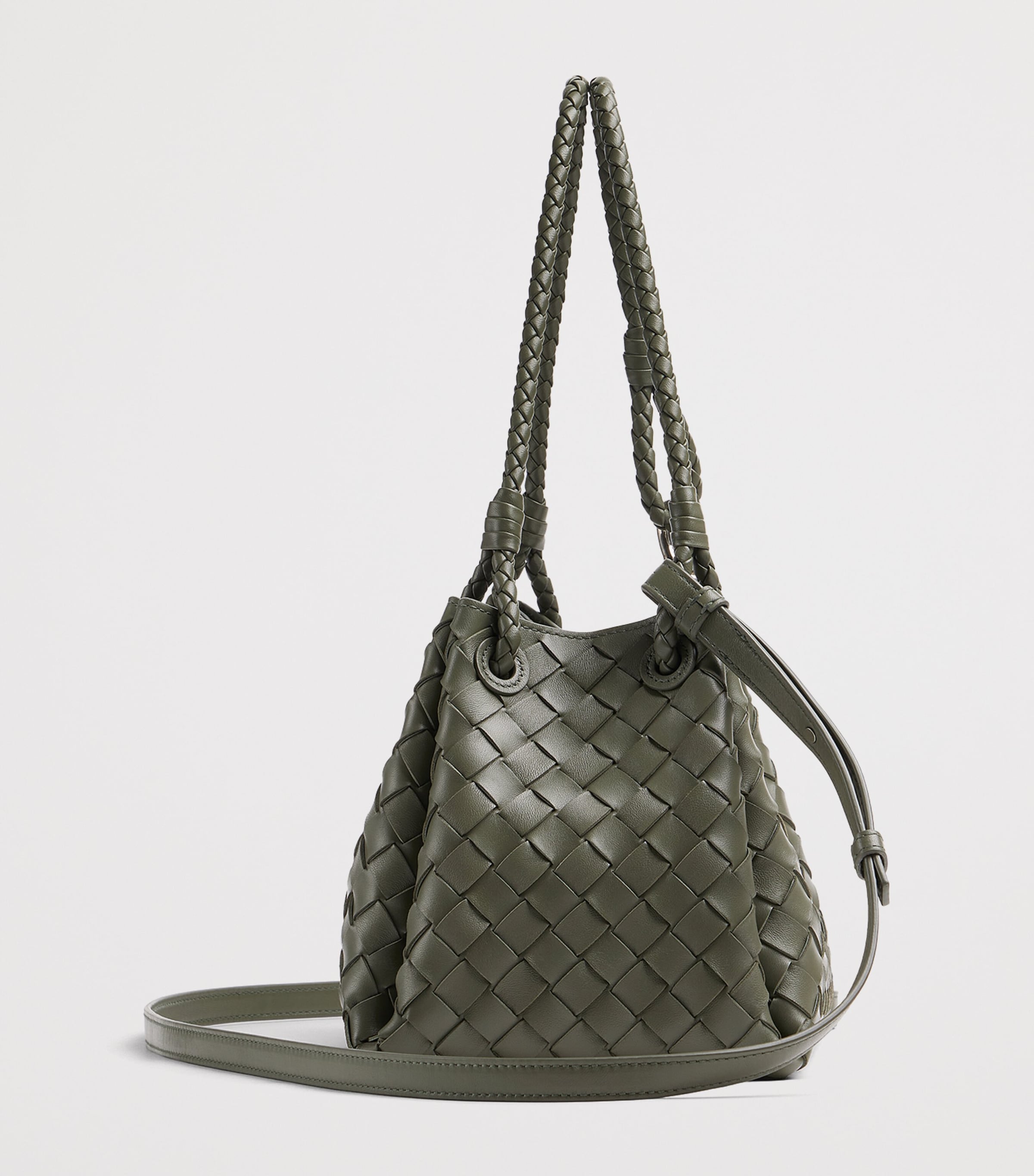 Intrecciato Leather Parachute Shoulder Bag 3296 Image 4