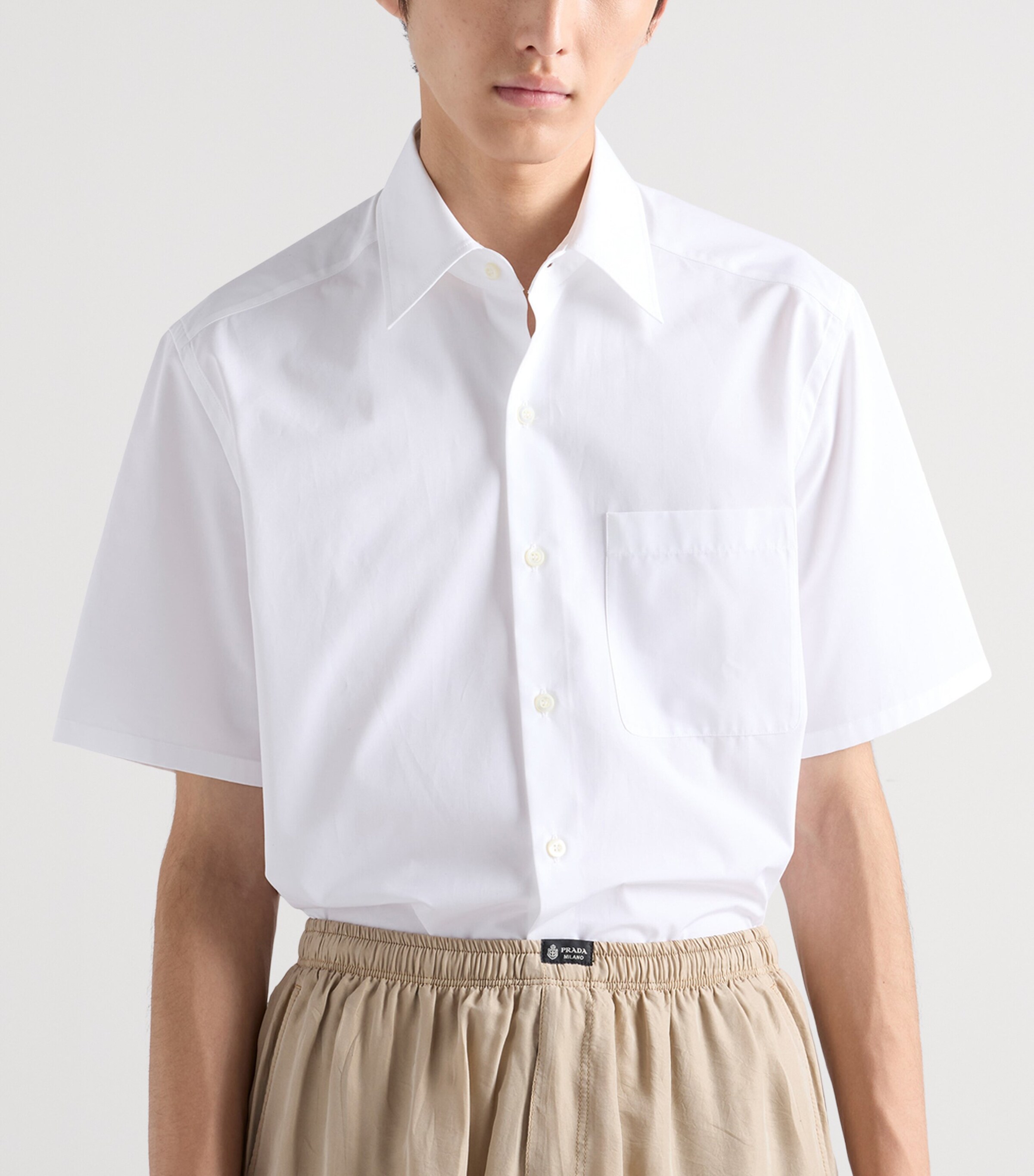 Prada Mens Cotton Short-Sleeve Shirt White Image 4