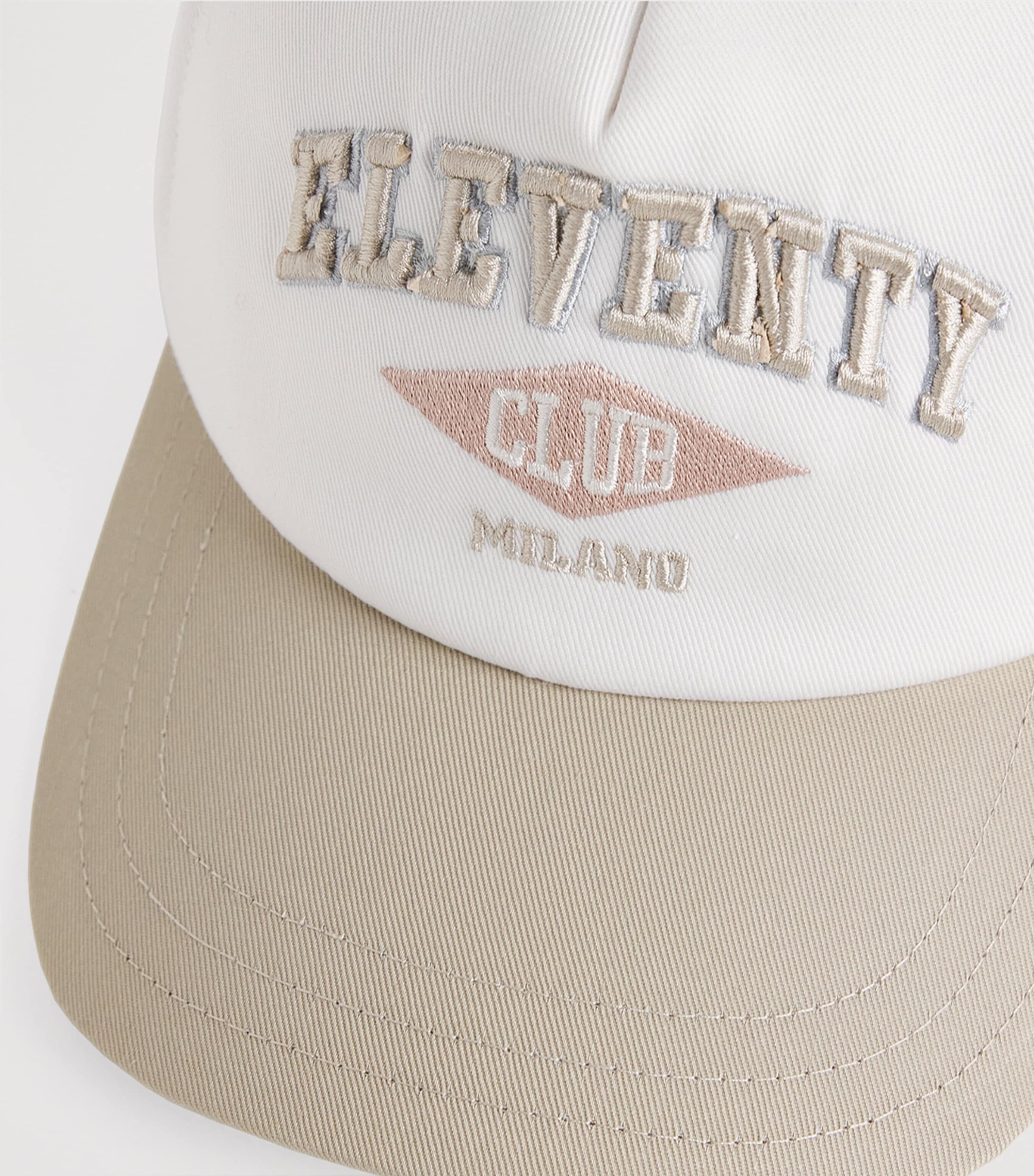 Eleventy Embroidered Logo Baseball Cap Bianco E Beige Image 4