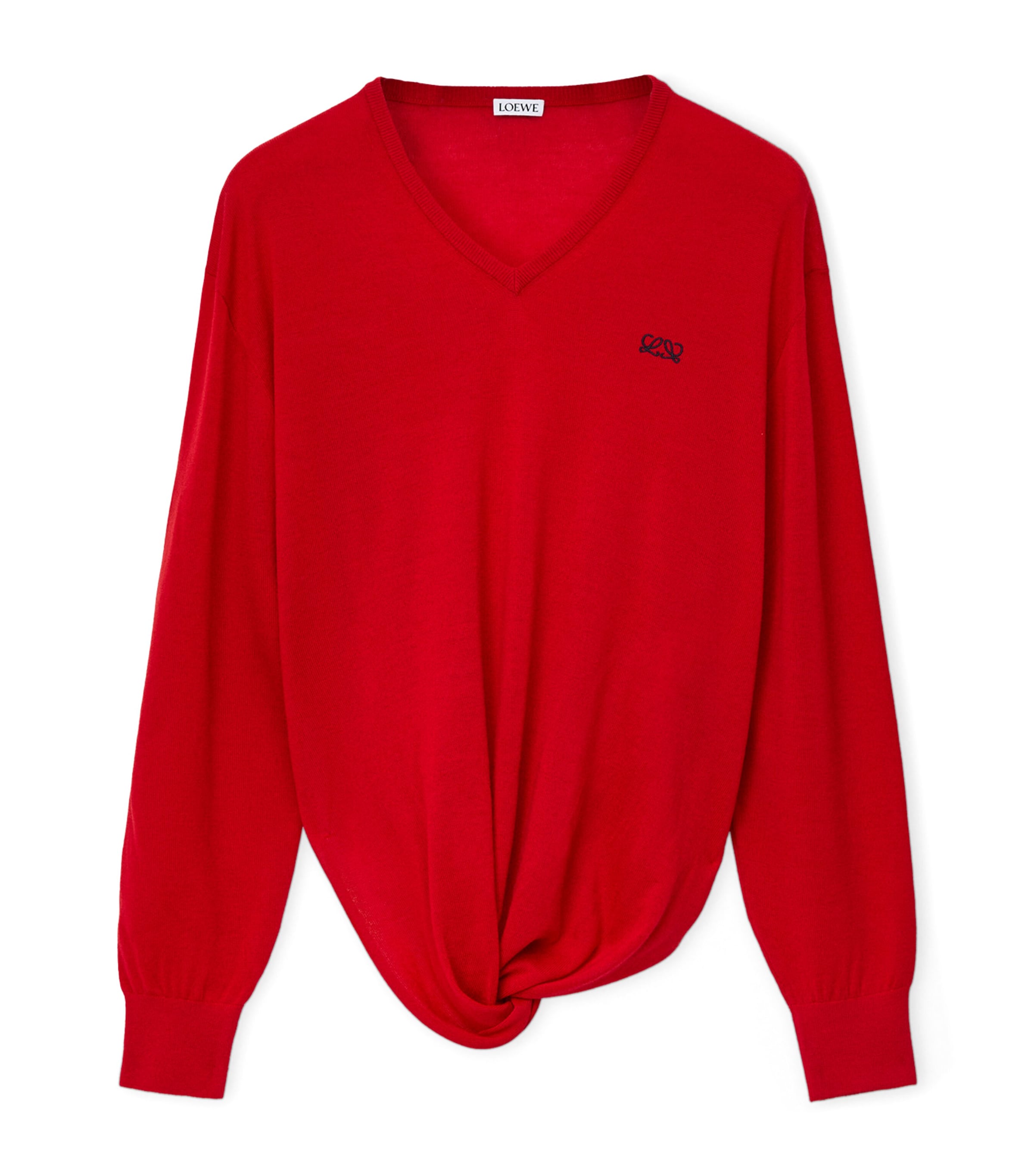 LOEWE Womens Wool-Blend V-Neck Sweater Red Image 1