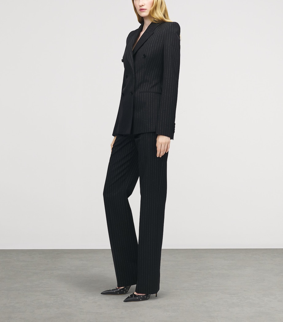 McQueen Womens Wool Embroidered Pinstripe Trousers Image 3