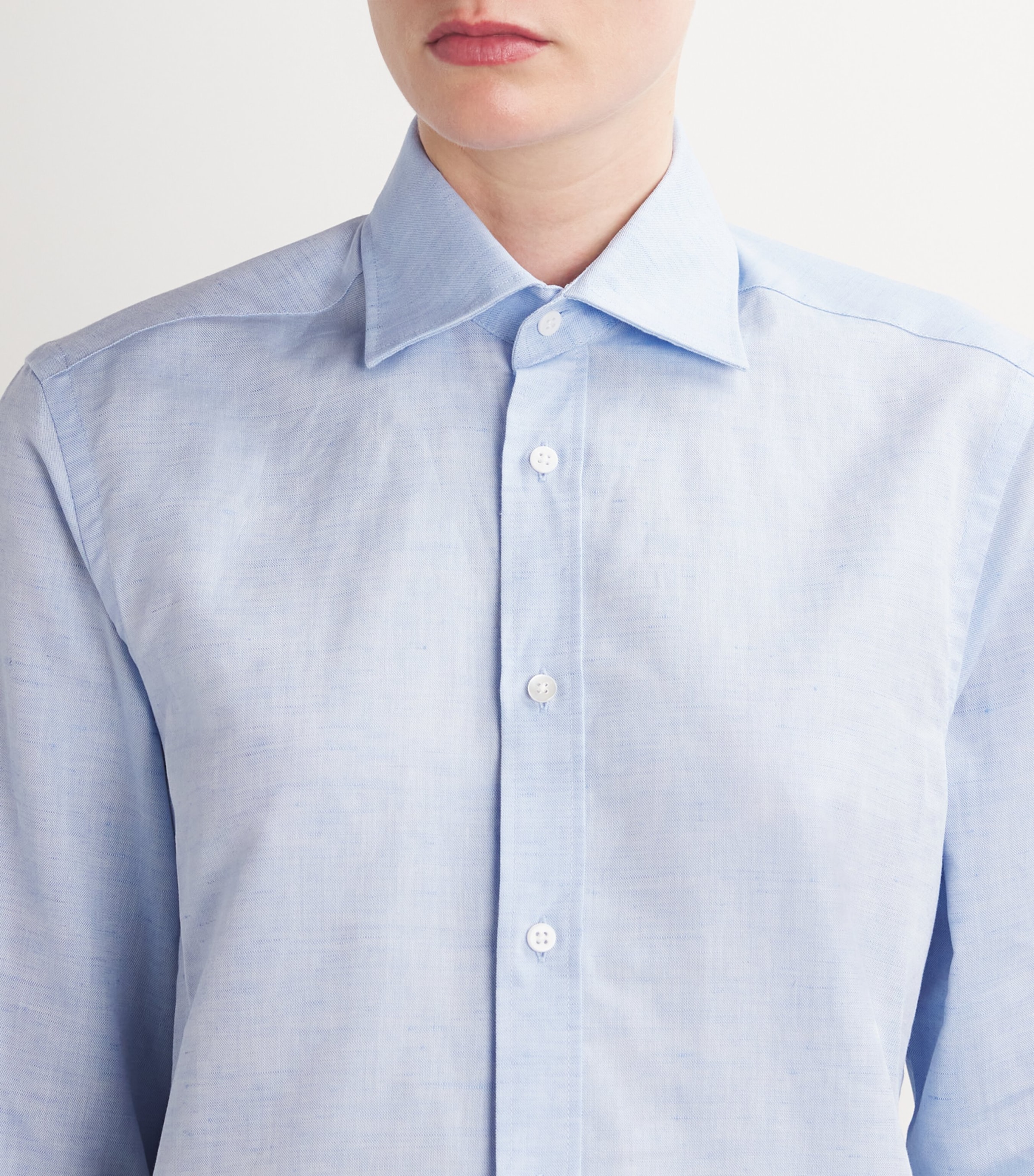 With Nothing Underneath Womens Linen-Cotton Weave The Boyfriend Shirt Celeste Blue Image 6