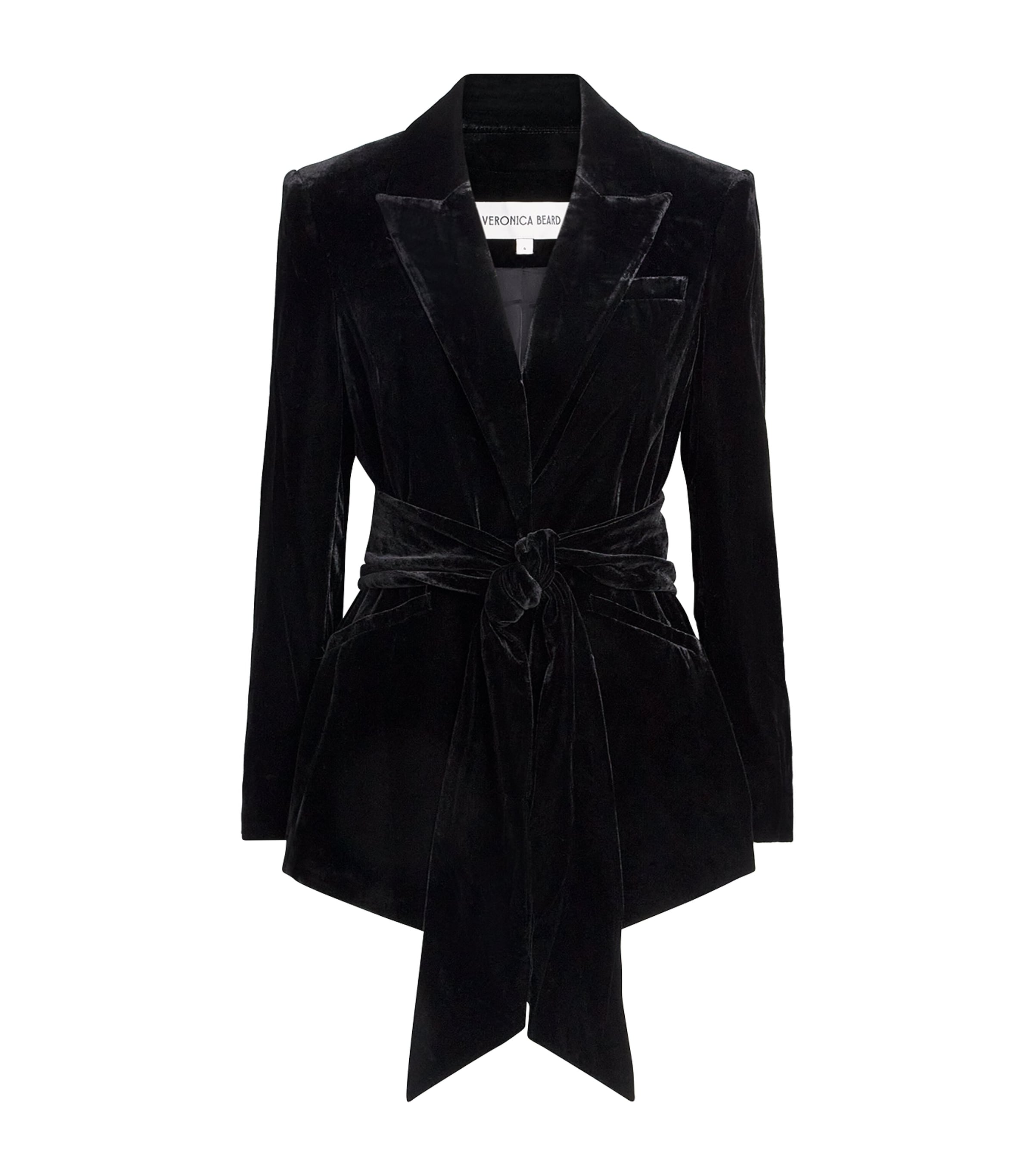 Veronica Beard Velvet Belted Issel Blazer In Black