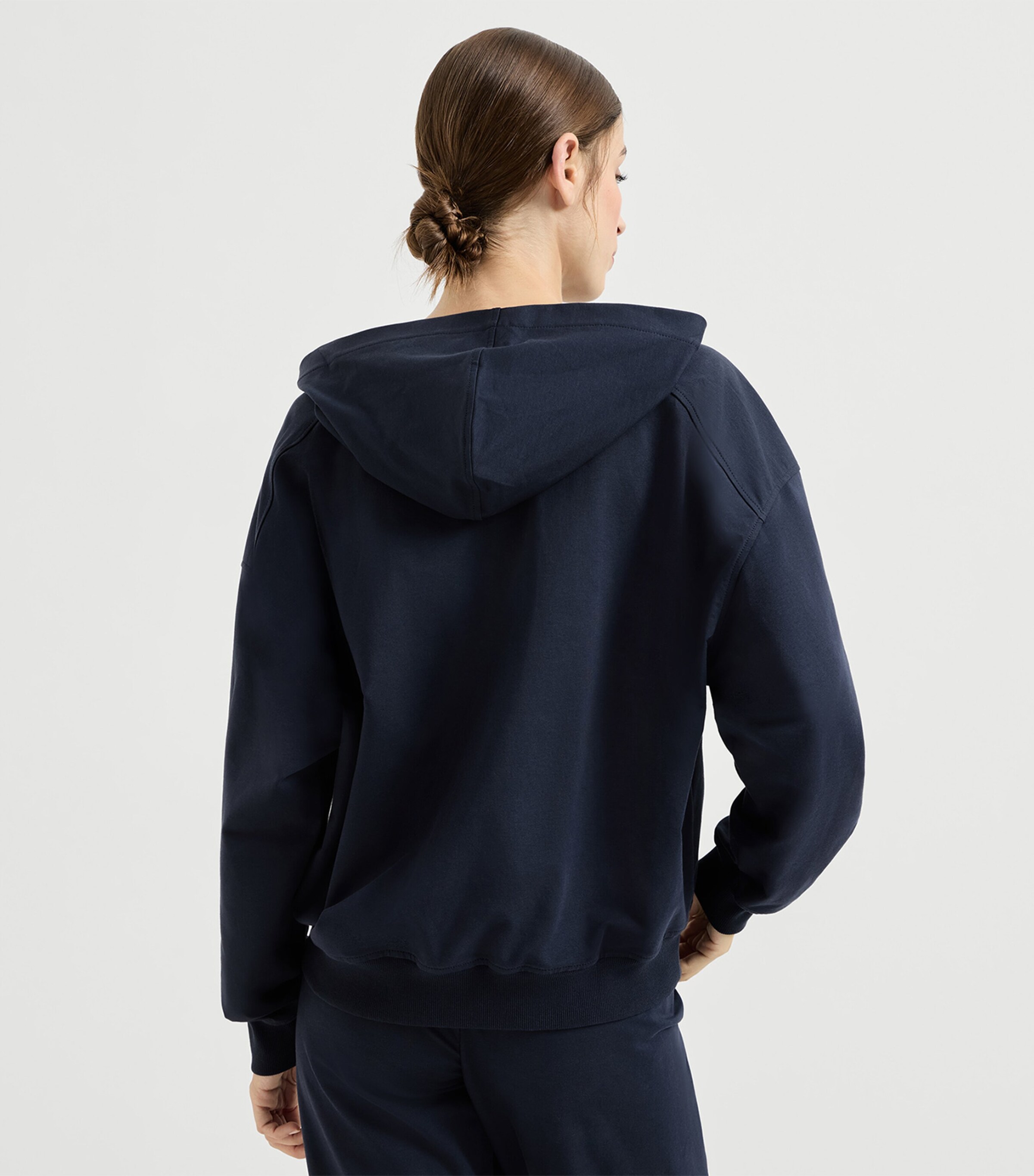 Brunello Cucinelli Womens Stretch-Cotton Embellished Hoodie Image 5