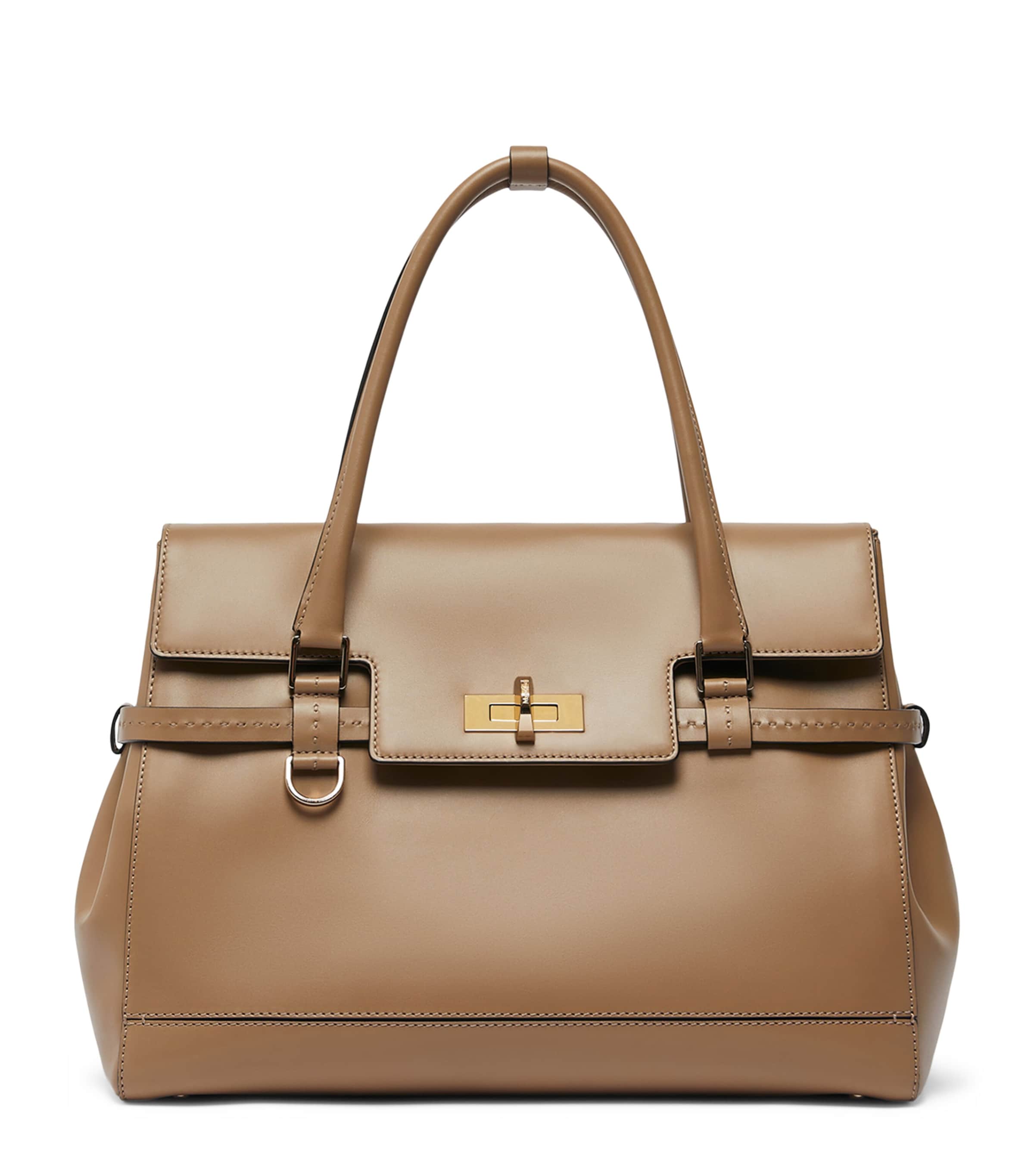 Medium Leather Margaux Top-Handle Bag MUD Image 1