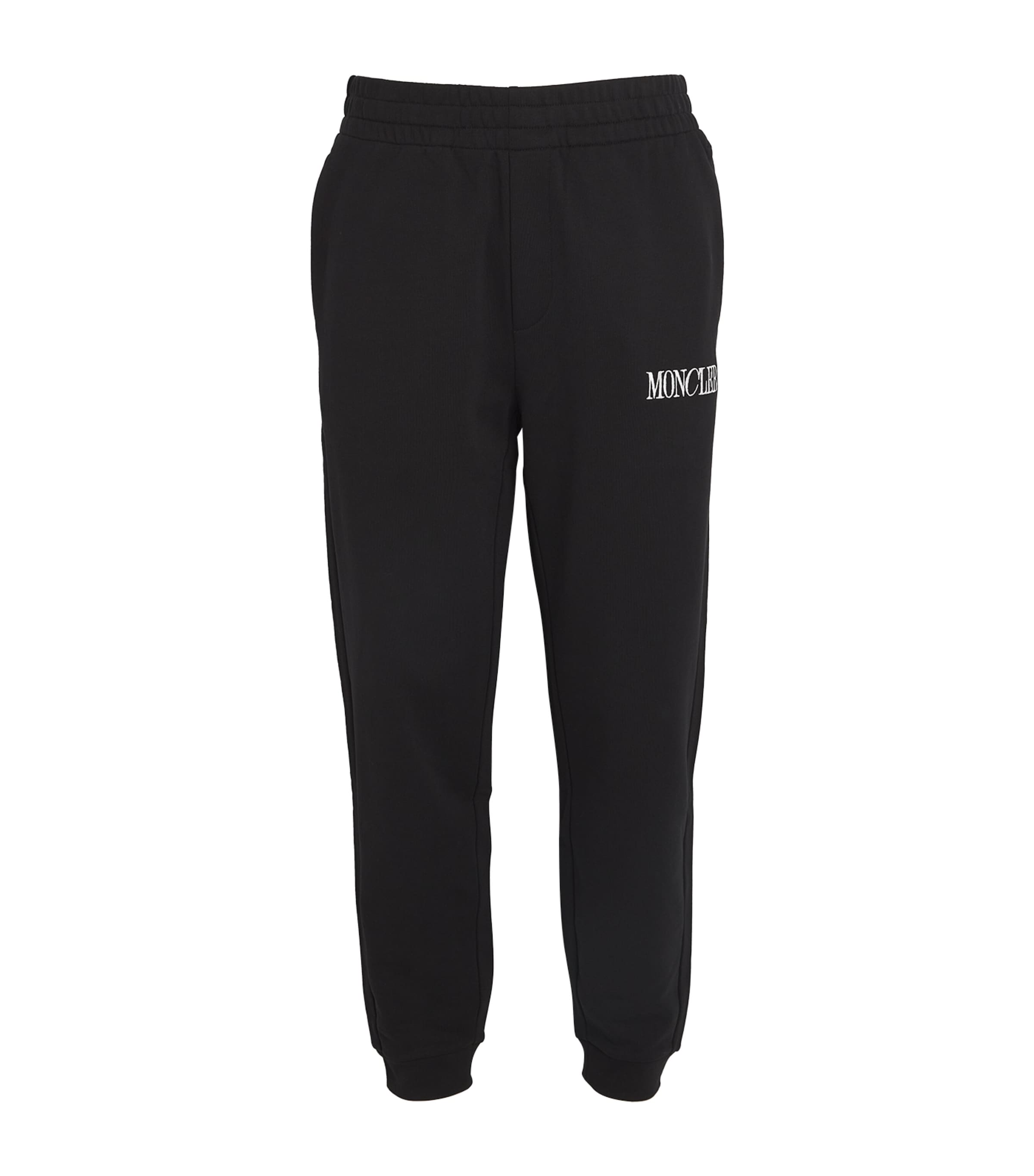 Shop Moncler Embroidered Logo Sweatpants In Black