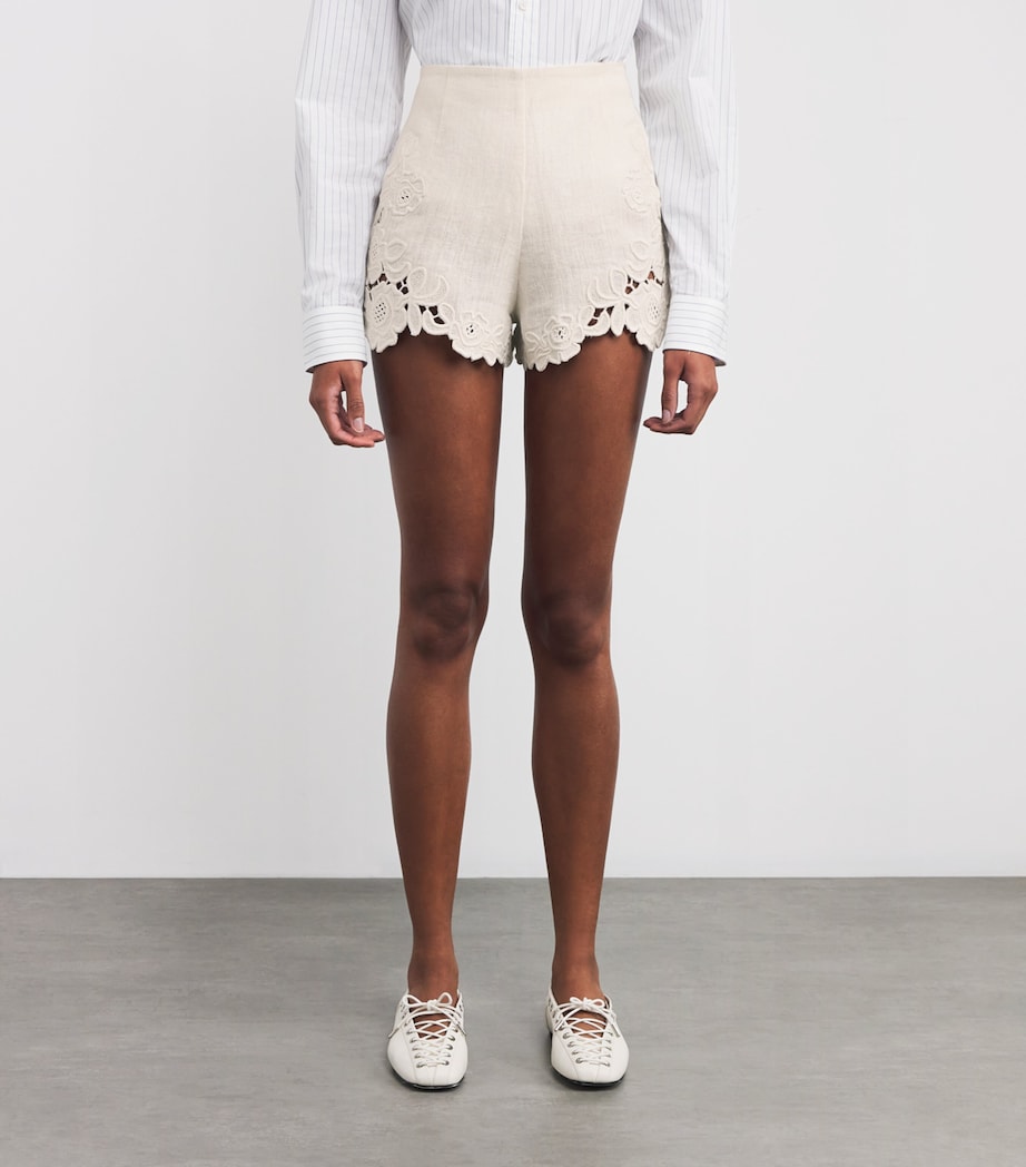 Lace-Trim Suni Shorts OFF WHITE Image 3