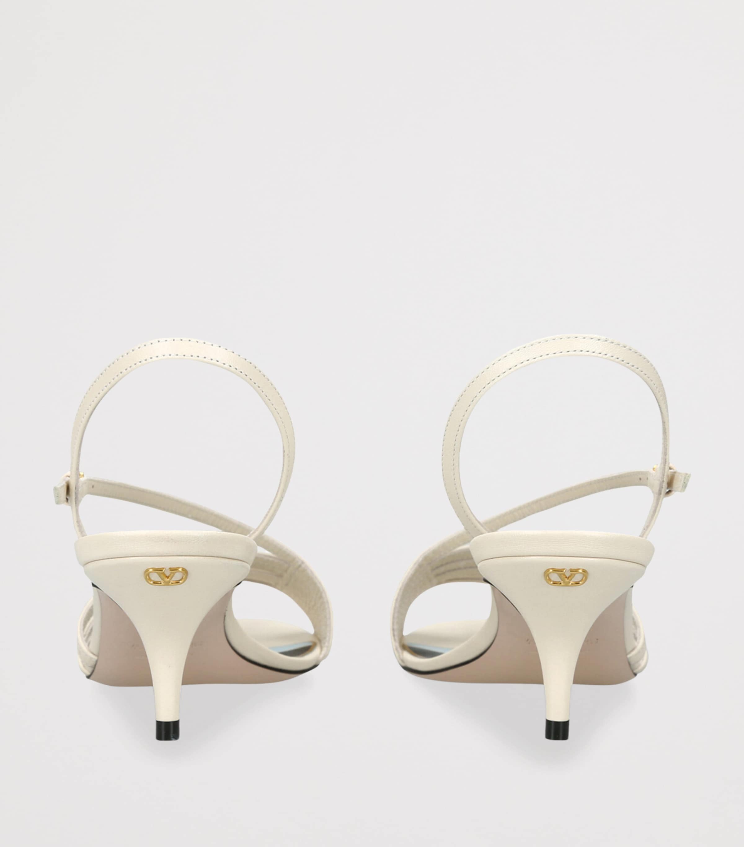 Valentino Garavani Leather Nodine Heeled Sandals 55 Bone Image 2