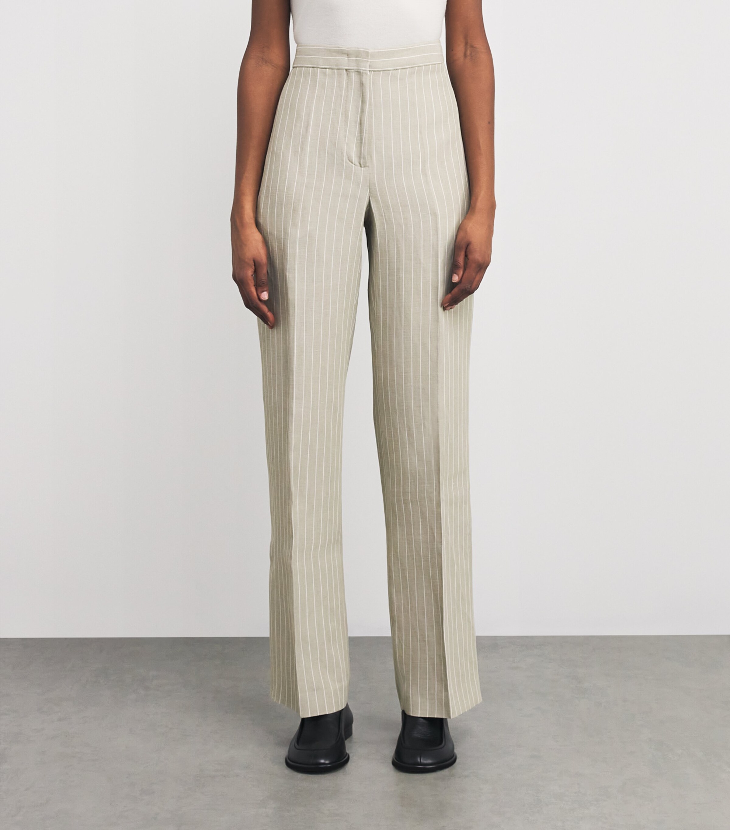 Pinstripe Straight-Leg Trousers VR1 ARGILLA/BIANCO Image 3