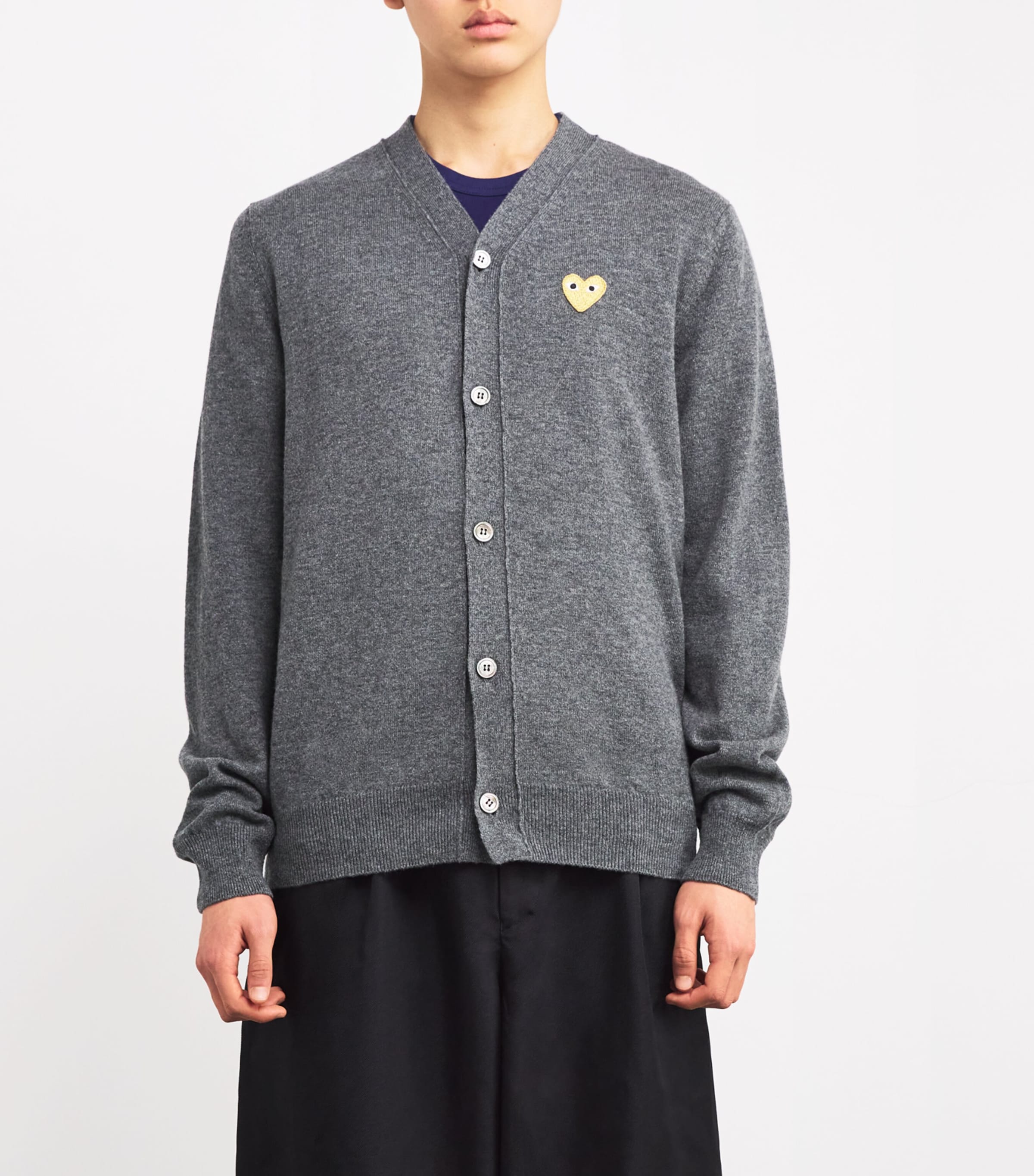 Comme Des Garçons Play Mens Wool Heart Cardigan Grey Image 3