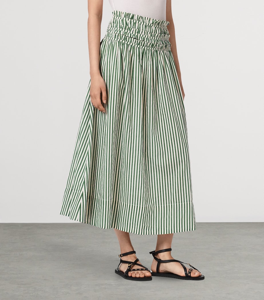 AllSaints Womens Organic Cotton Kali Maxi Skirt Apple Green/white Image 3