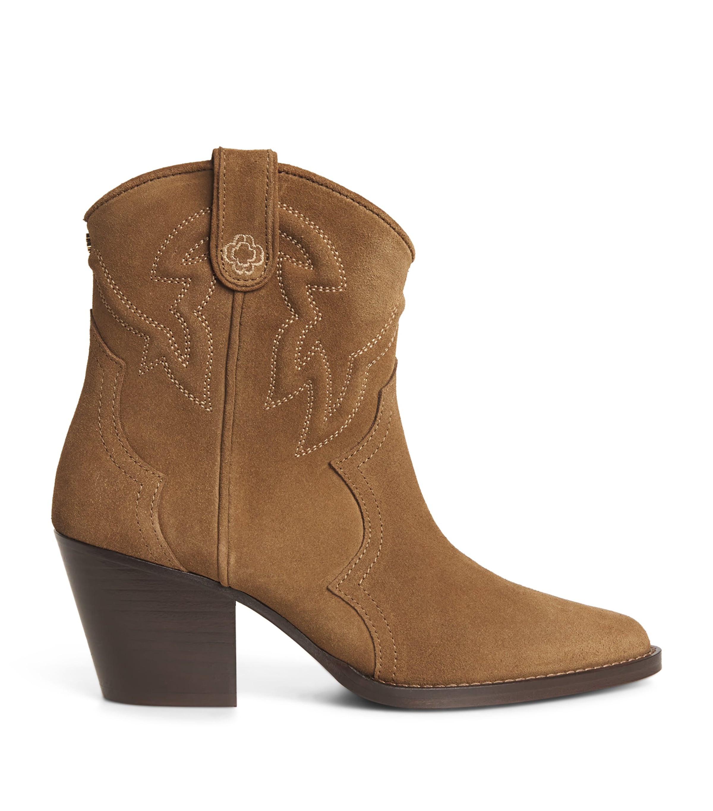 Maje Suede Cowboy Boots In Brown