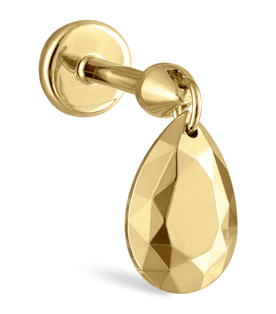 Faceted Pear Threaded Charm Earring (6.5mm) YELLOW GOLD Image 1