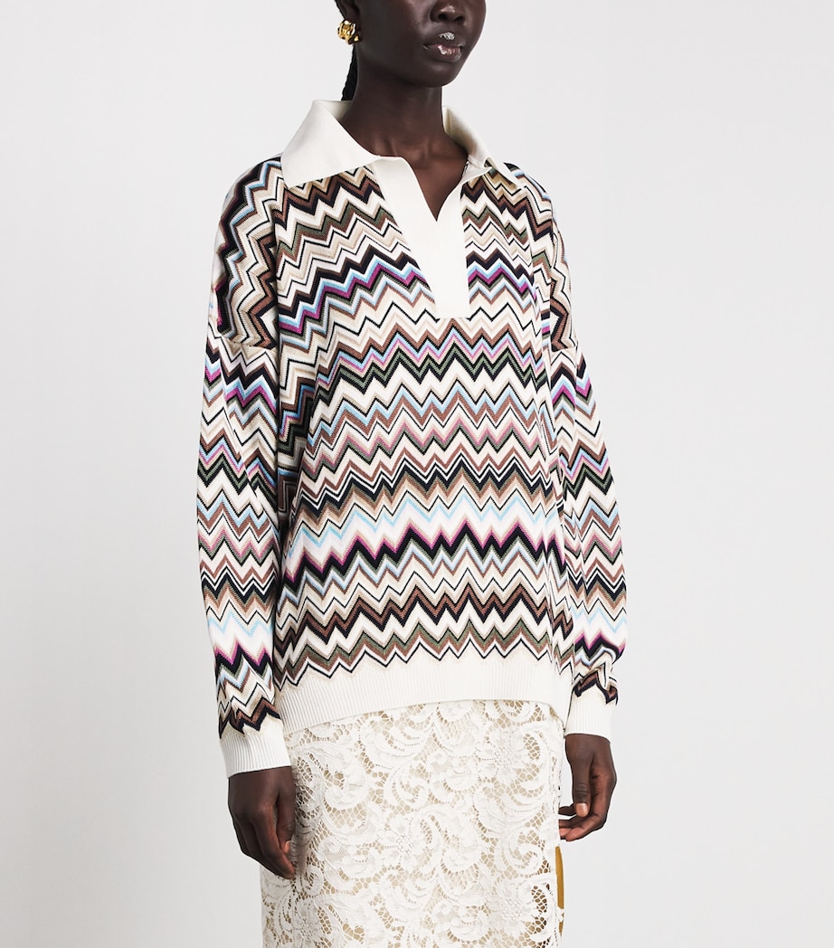 Missoni Womens Chevron Polo Shirt Smsplmtcl Bl,fsa,ntl Image 4