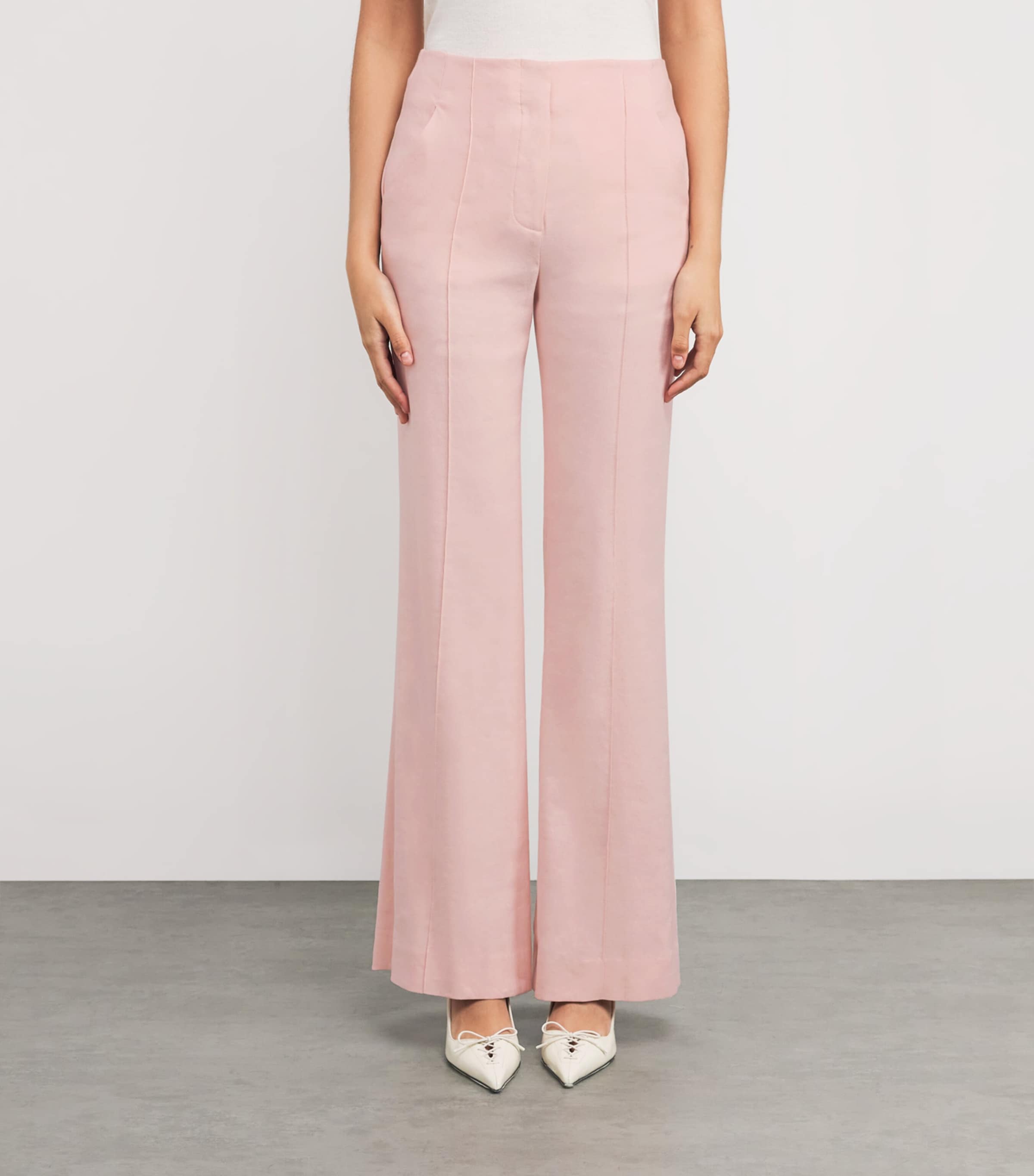Linen-Blend Komi Wide-Leg Trousers P0161 PINK SHELL Image 3