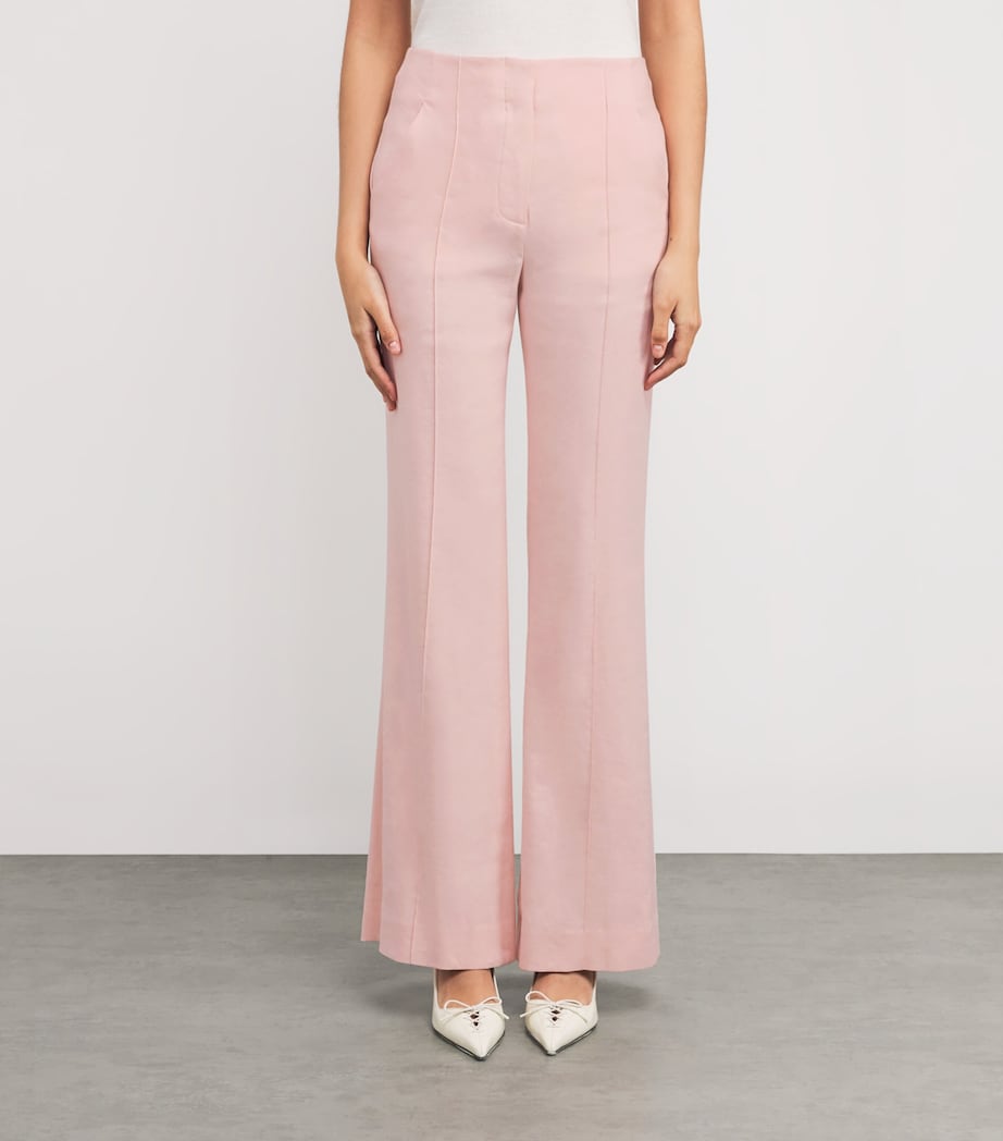 Linen-Blend Komi Wide-Leg Trousers P0161 PINK SHELL Image 3