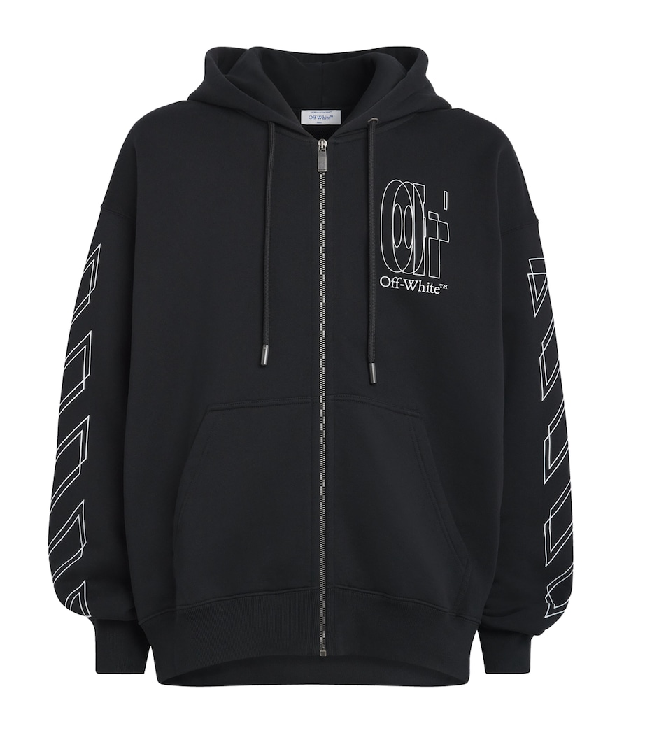 Embroidered Double Arrow Hoodie BLACK Image 1