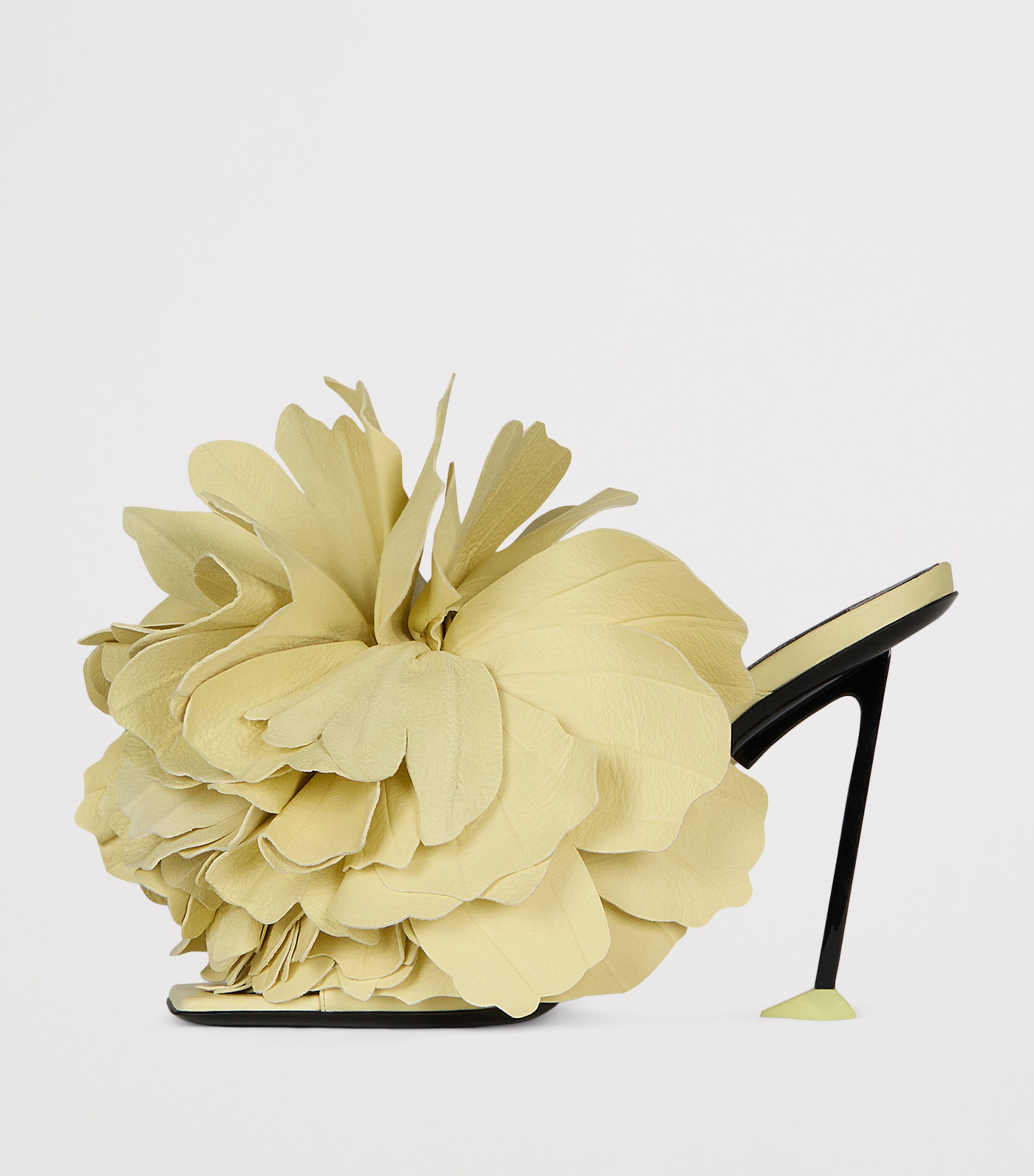 Givenchy Leather Boudoir Rose Heeled Mules 95 Pale Yellow Image 3