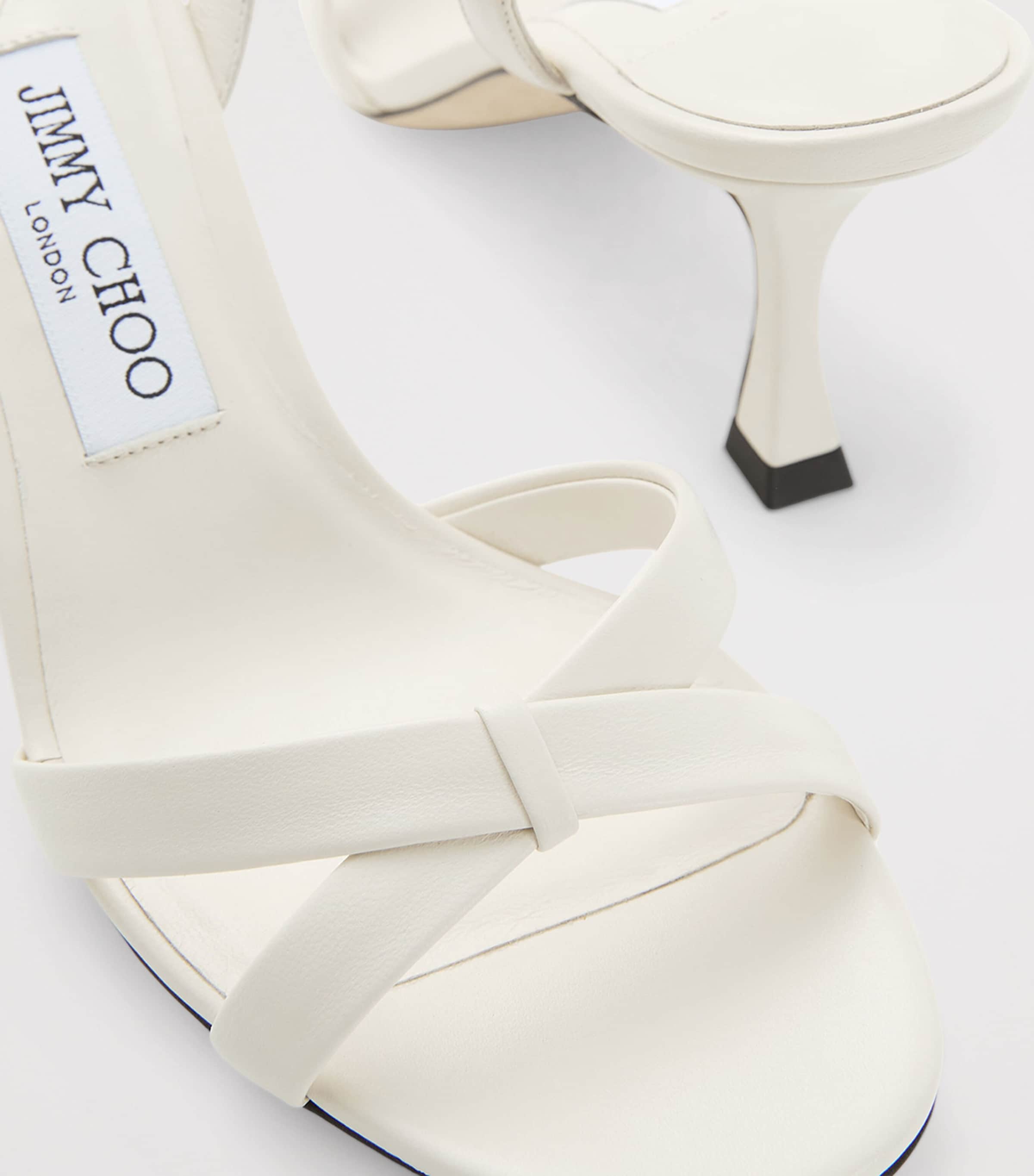 Elsy 70 Leather Heeled Sandals LATTE Image 3