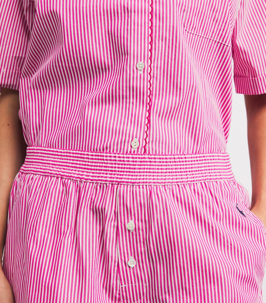 Polo Ralph Lauren Womens Cotton Stripe Short Pyjama Set College Pink/wh Image 4