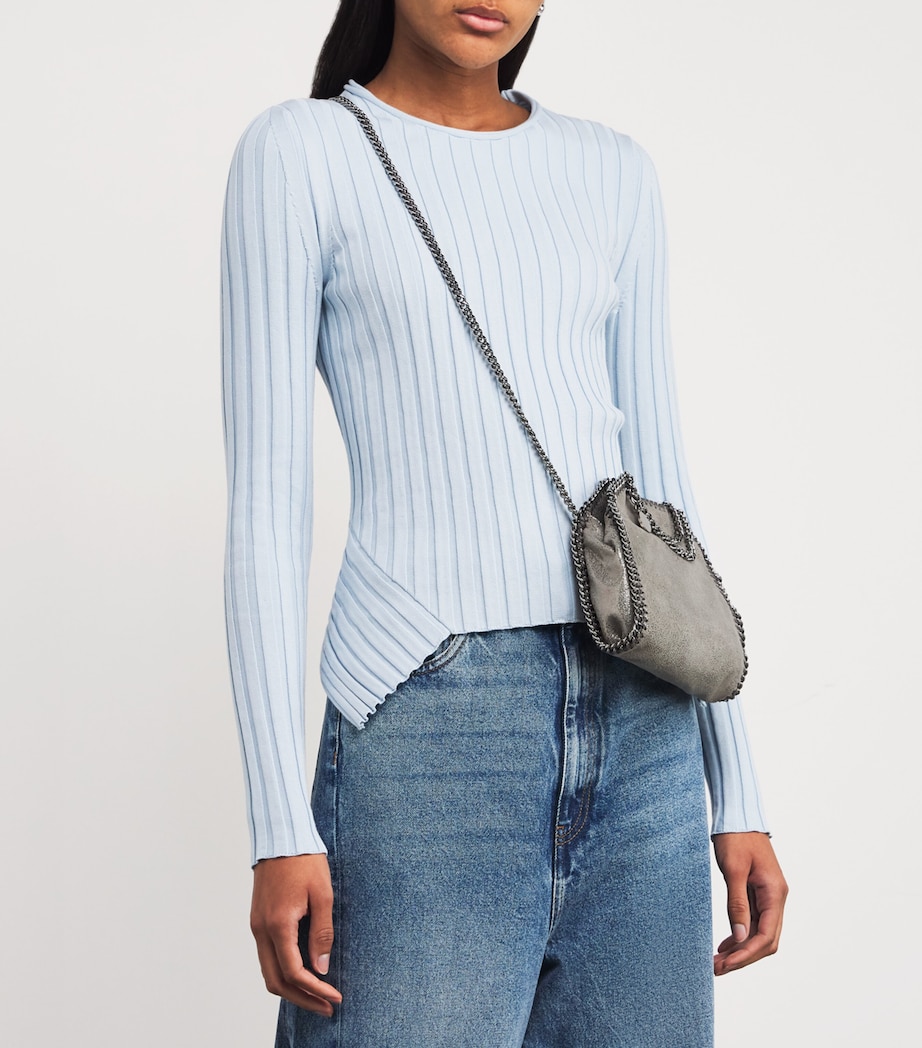 Tiny Metallic Falabella Tote Bag 1113 STEEL GREY Image 2