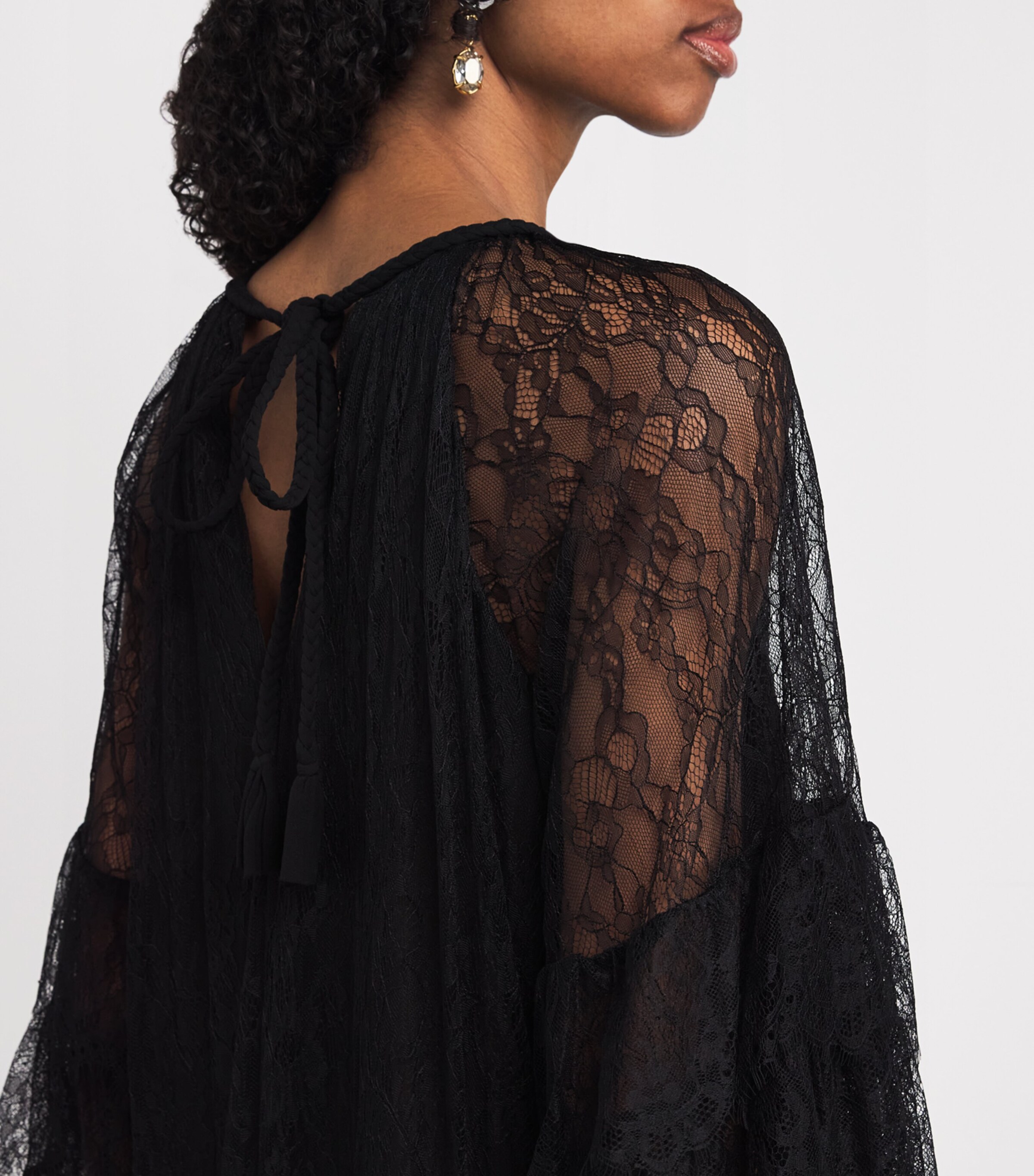 Lace Delia Mini Dress A001 BLACK Image 4