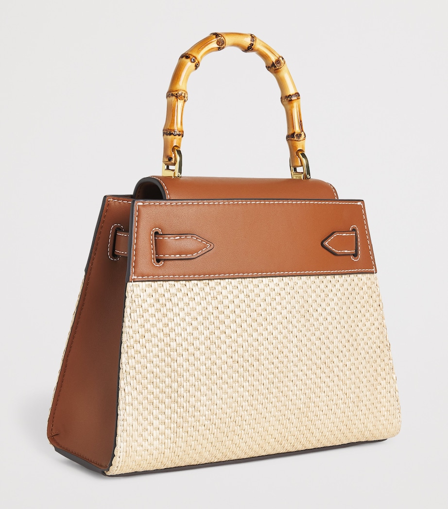 Raffia-Leather Dash Top-Handle Bag N1050 HAZELWOOD/NAT Image 3