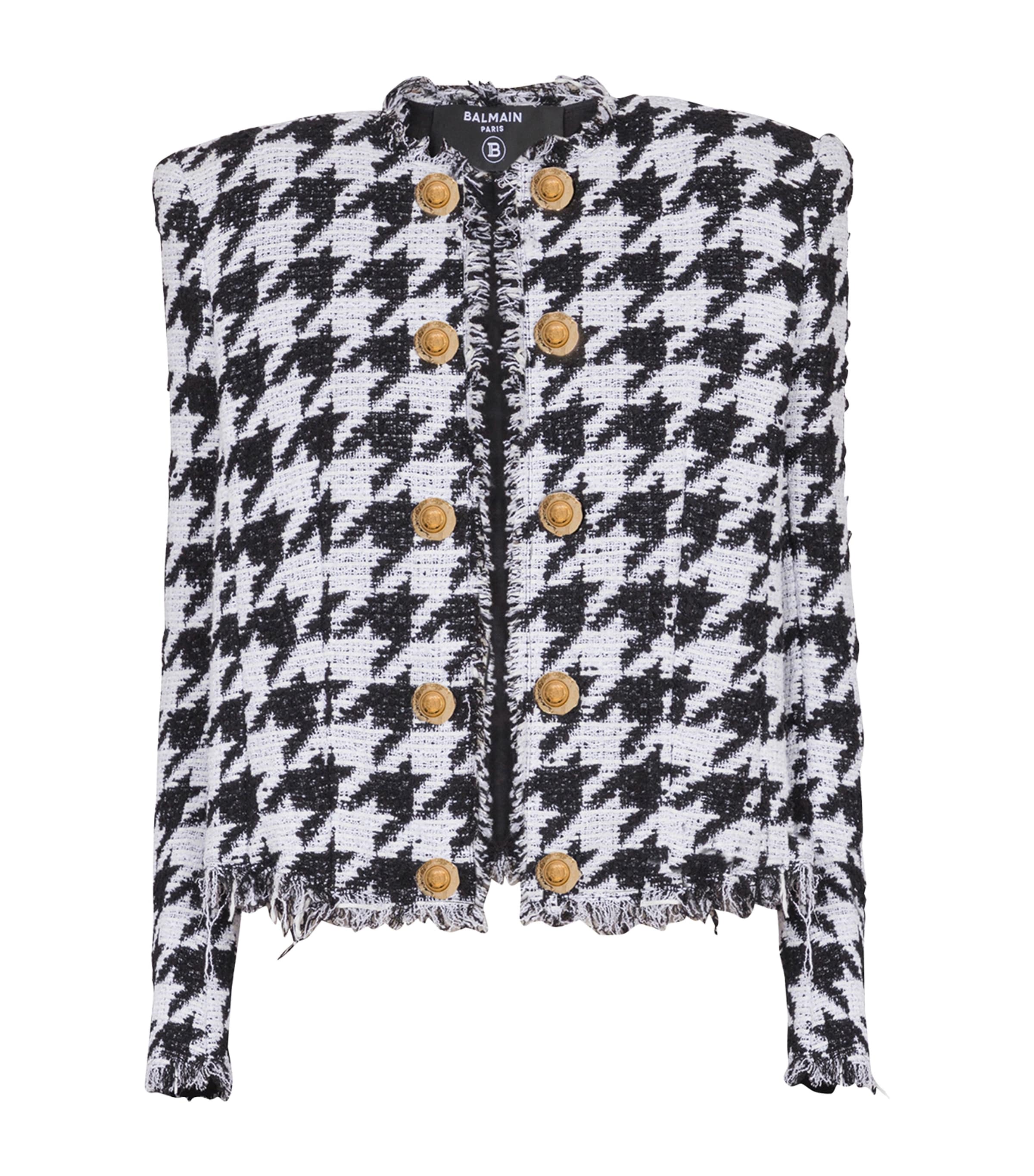 Balmain Tweed Houndstooth Jacket In Multi