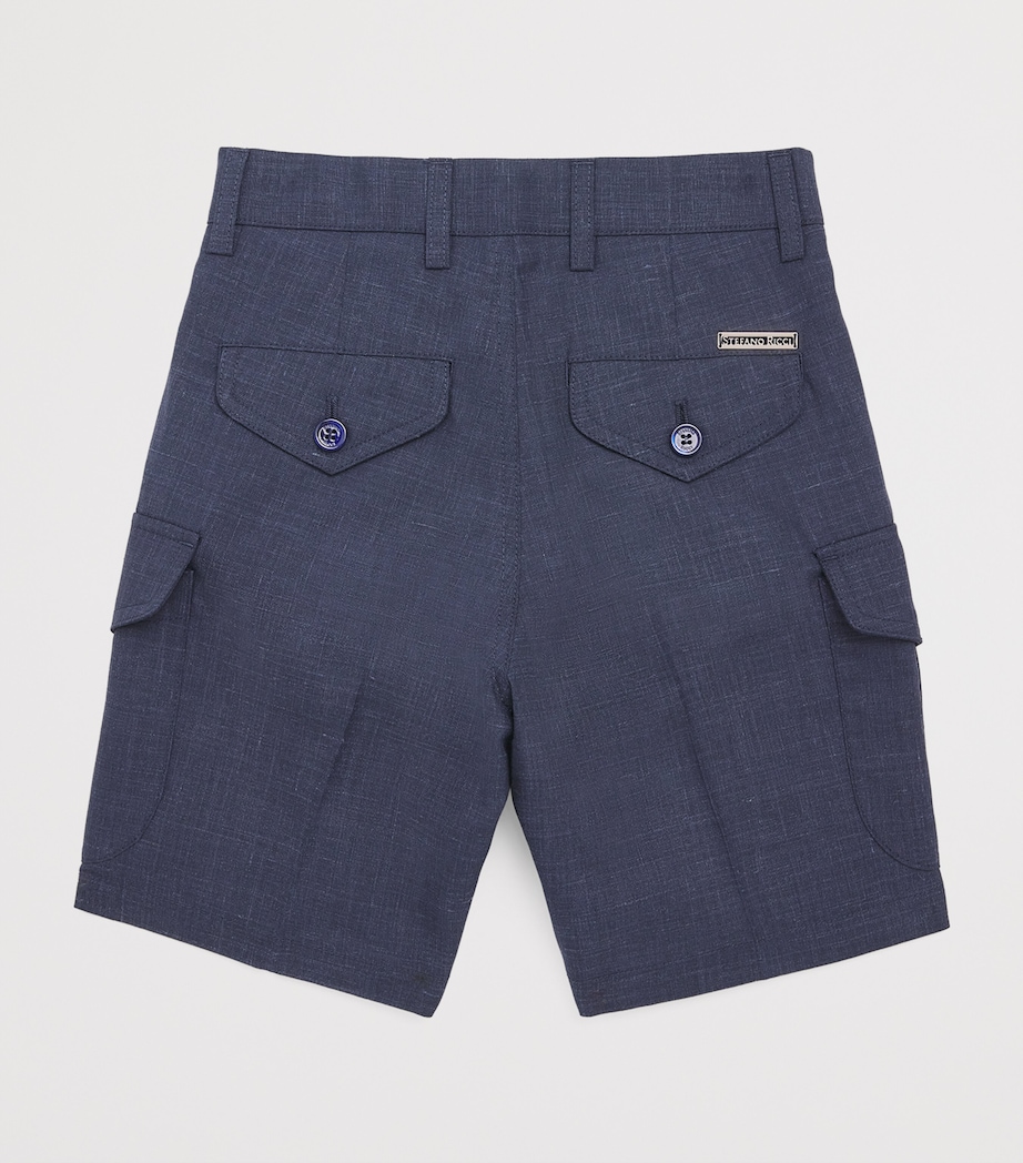 Stefano Ricci Kids Wool-Silk-Linen Shorts (6-16 Years) Navy Image 2