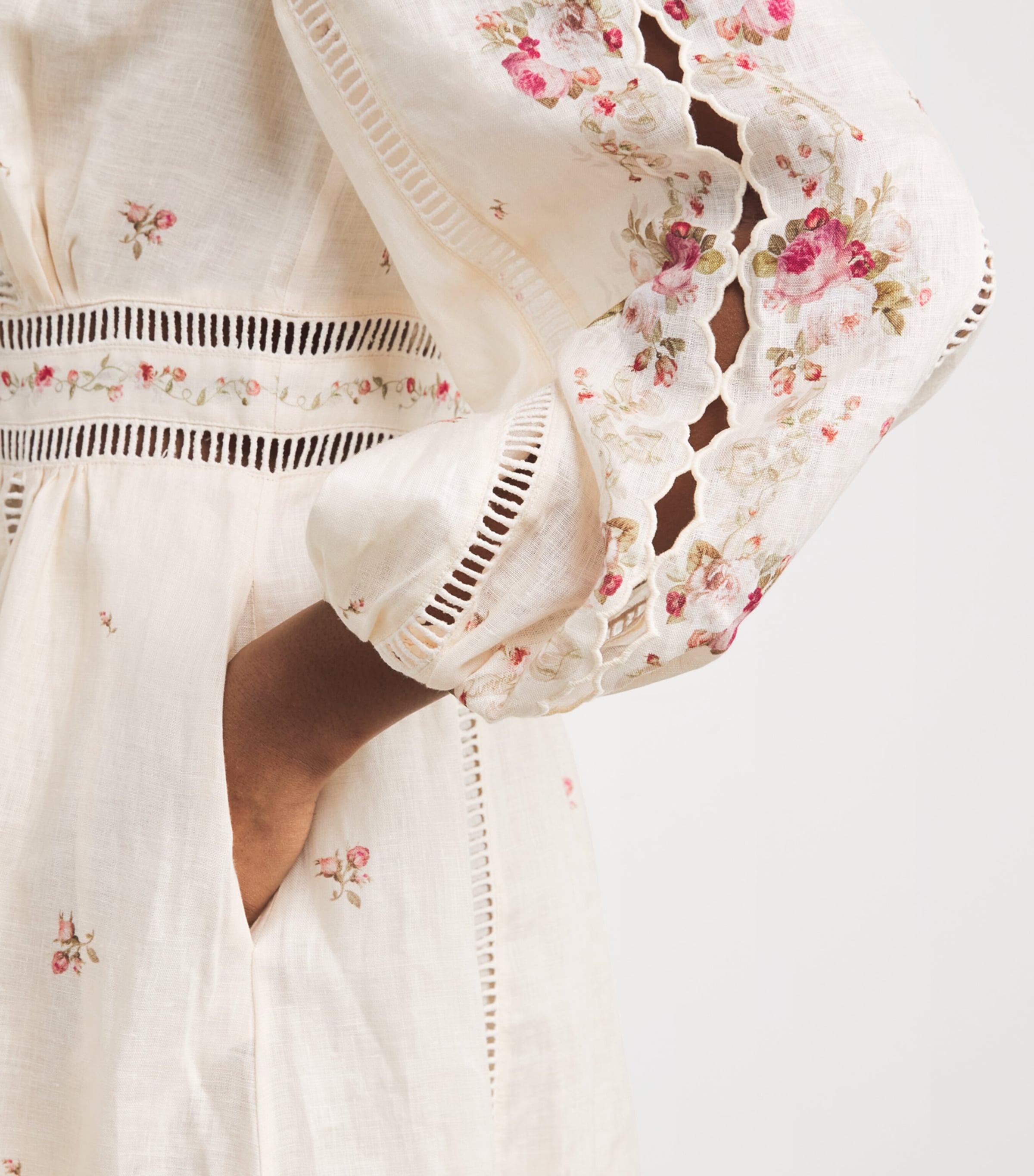 Linen Patience Midi Dress CREAM/PINK ROSECPKR Image 4