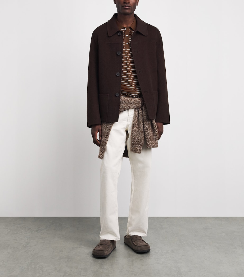A.P.C. Mens Cotton Stripe Tristan Polo Shirt Tca Ecru Brown Image 2