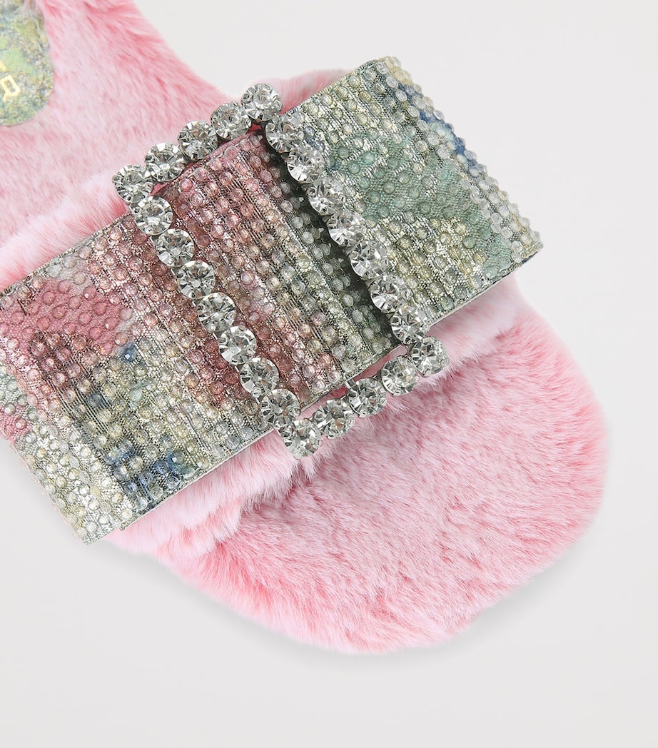 Faux Fur Bow Sandals PALE PINK Image 3