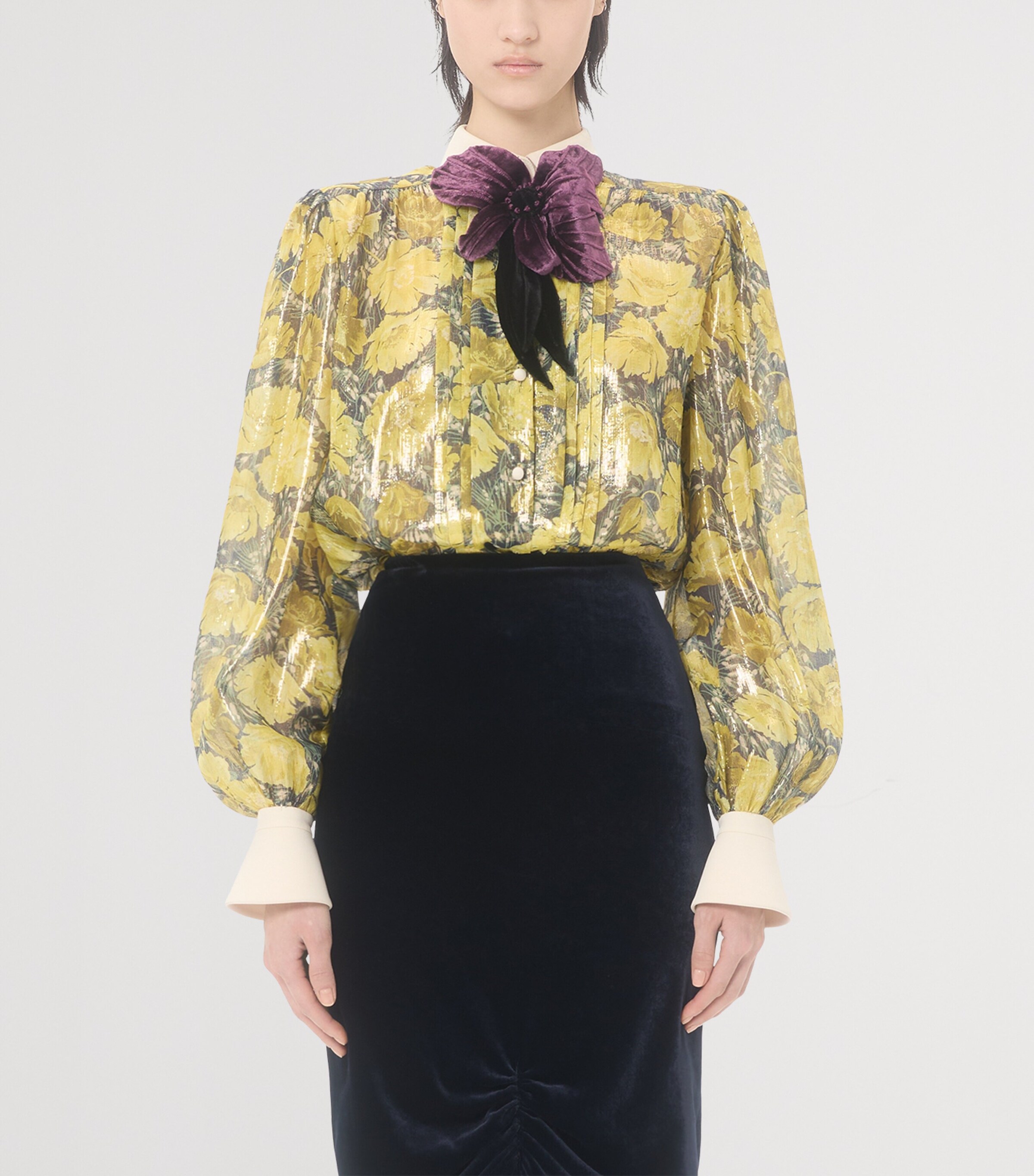Valentino Womens Embroidered Poppy Print Blouse Image 2