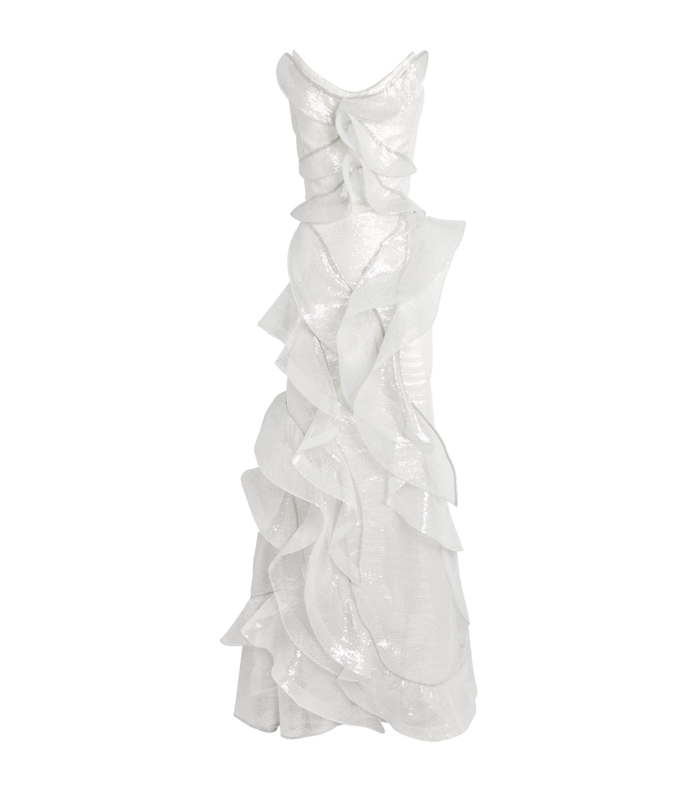 Maticevski Sequinned Refraction Gown In White