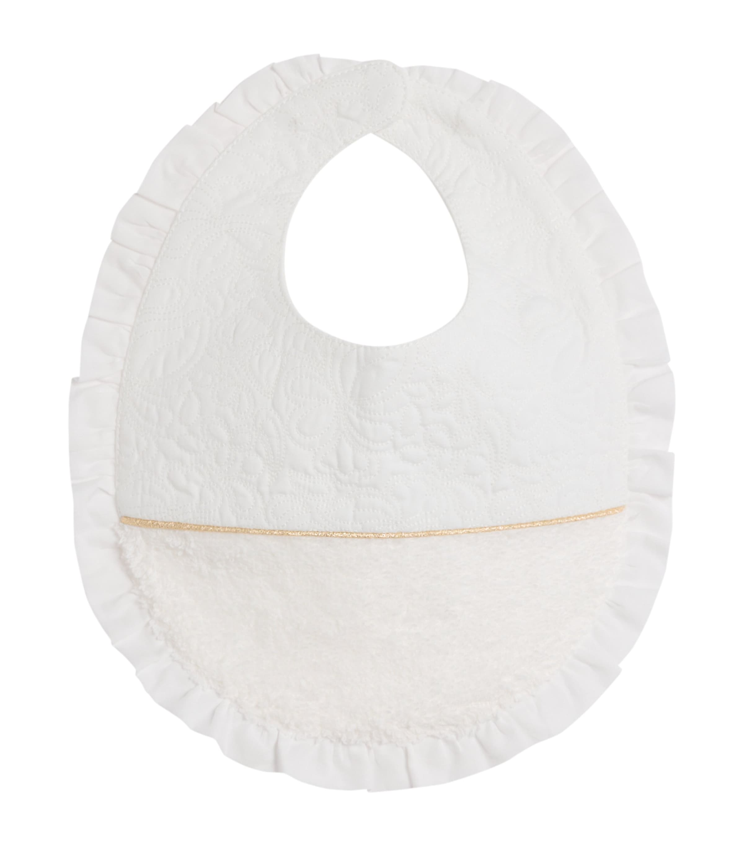 Cotton Lamé-Stripe Bib 13NACRE Image 1