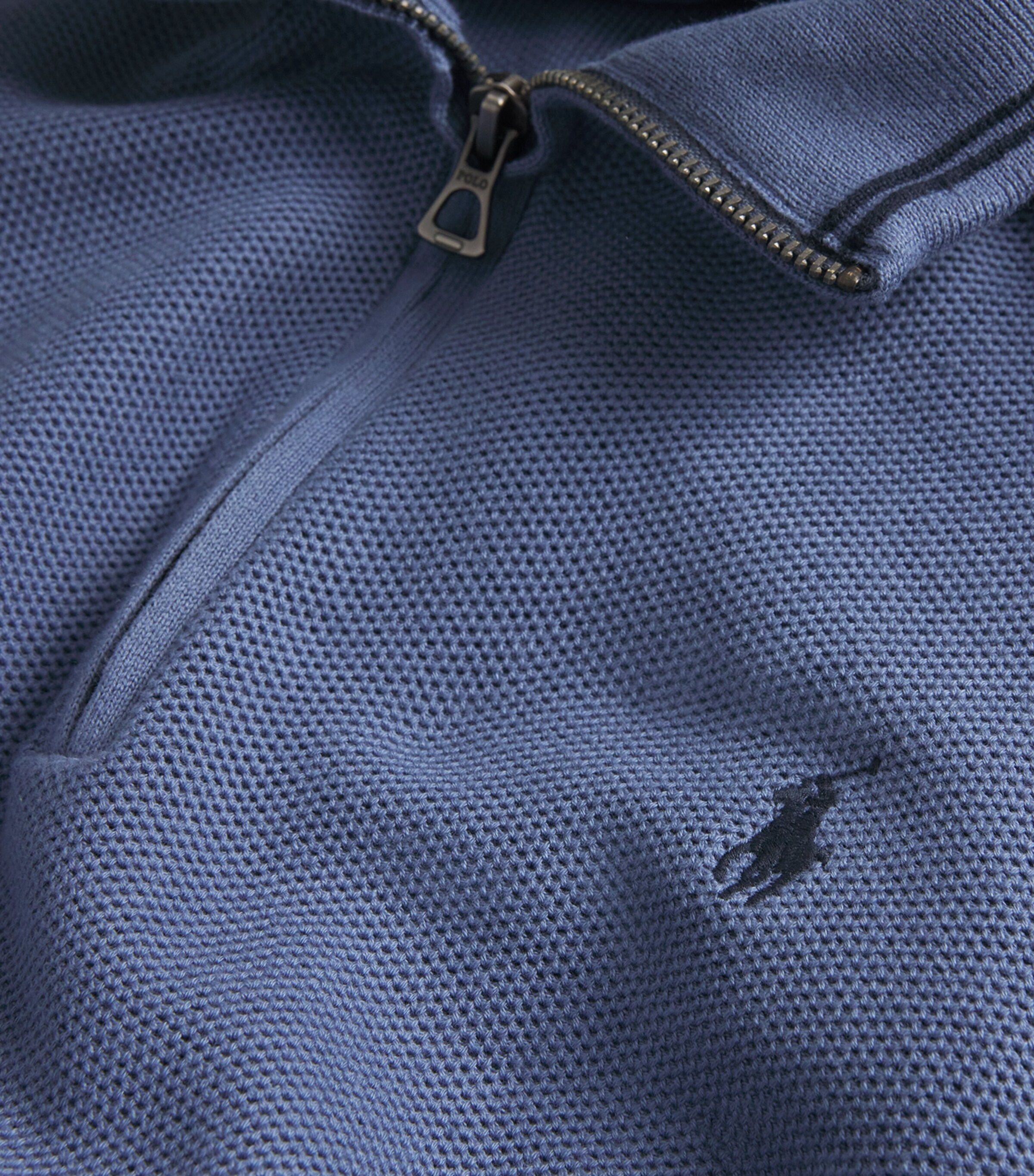 Cotton Quarter-Zip Sweatshirt BLUE Image 5