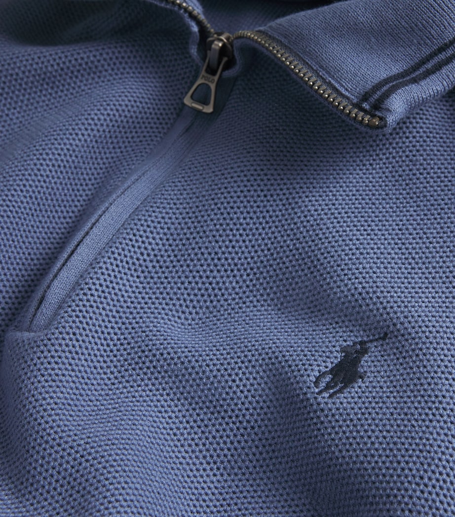 Cotton Quarter-Zip Sweatshirt BLUE Image 5
