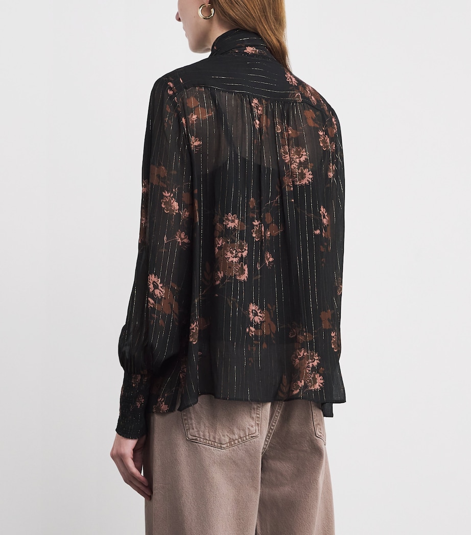 Georgette Floral Blouse and Tie BLACK/MULTI Image 4