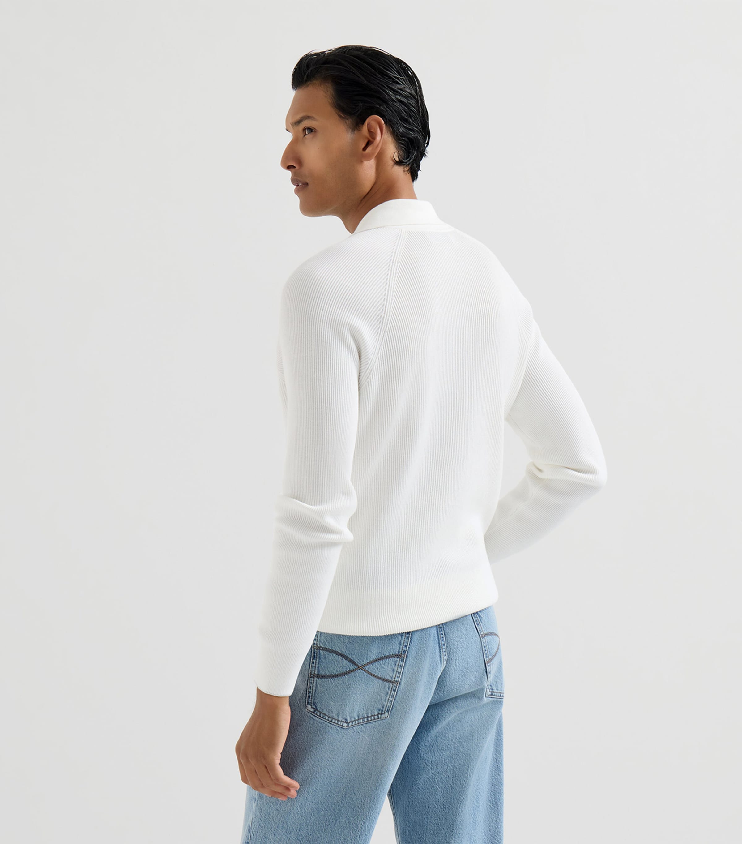 Brunello Cucinelli Mens Cotton Rib-Knit Polo Sweater Image 5