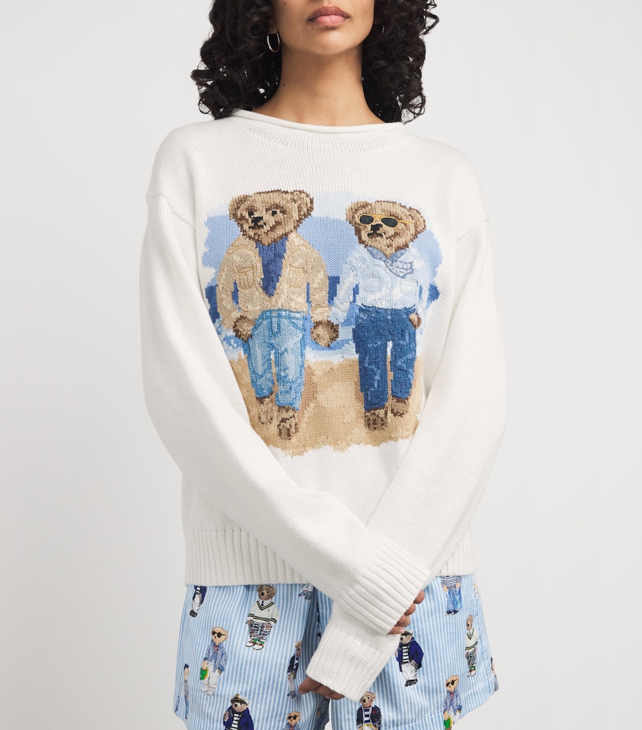 Cotton Polo Bear Sweater WHITE Image 6
