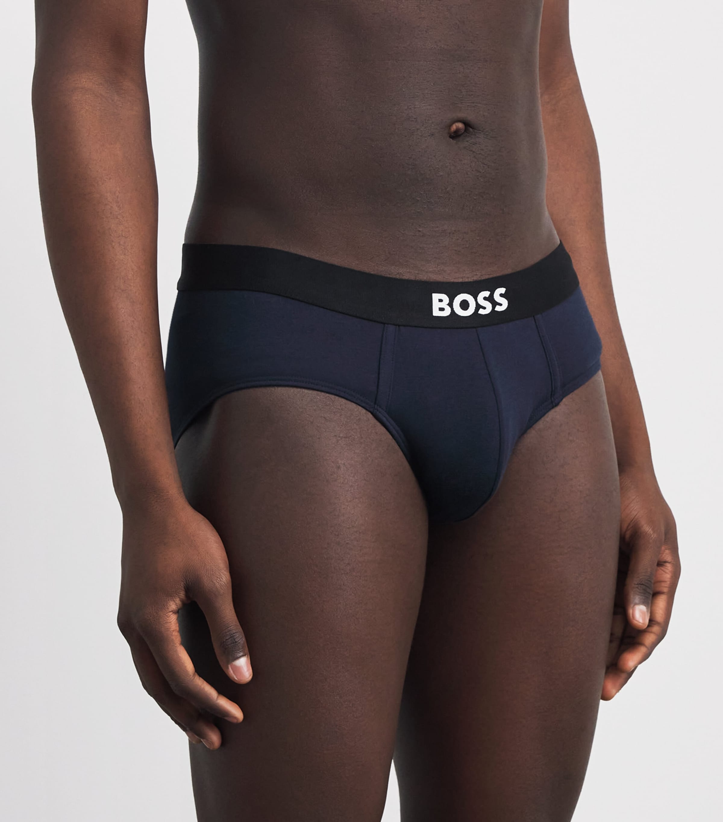 BOSS Mens Stretch-Cotton Logo Briefs (Pack of 3) Open Image 2