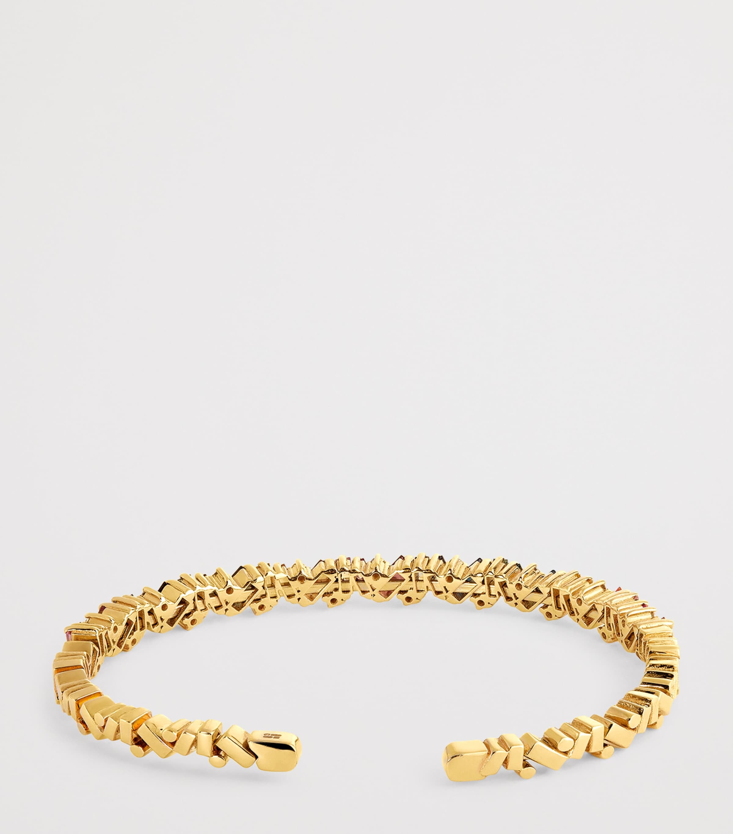 Small Yellow Gold, Rainbow Sapphire and Diamond Frenzy Bangle 18K YG/RS Image 3