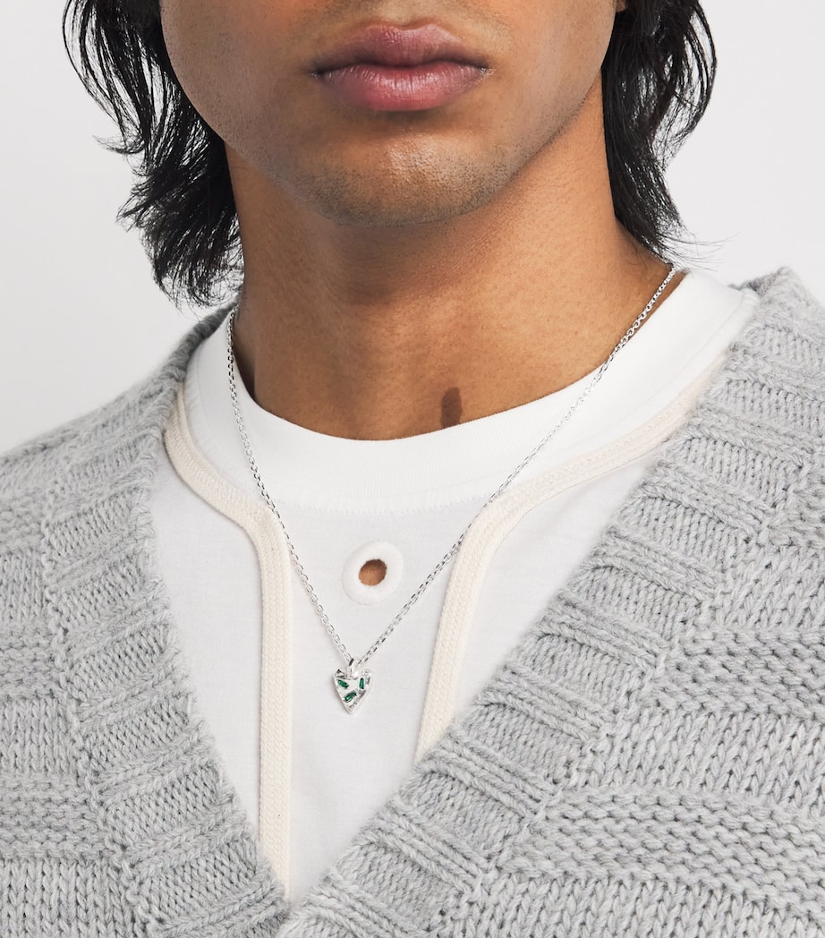 Sterling Silver and Emerald Scatter Heart Necklace SILVER Image 3