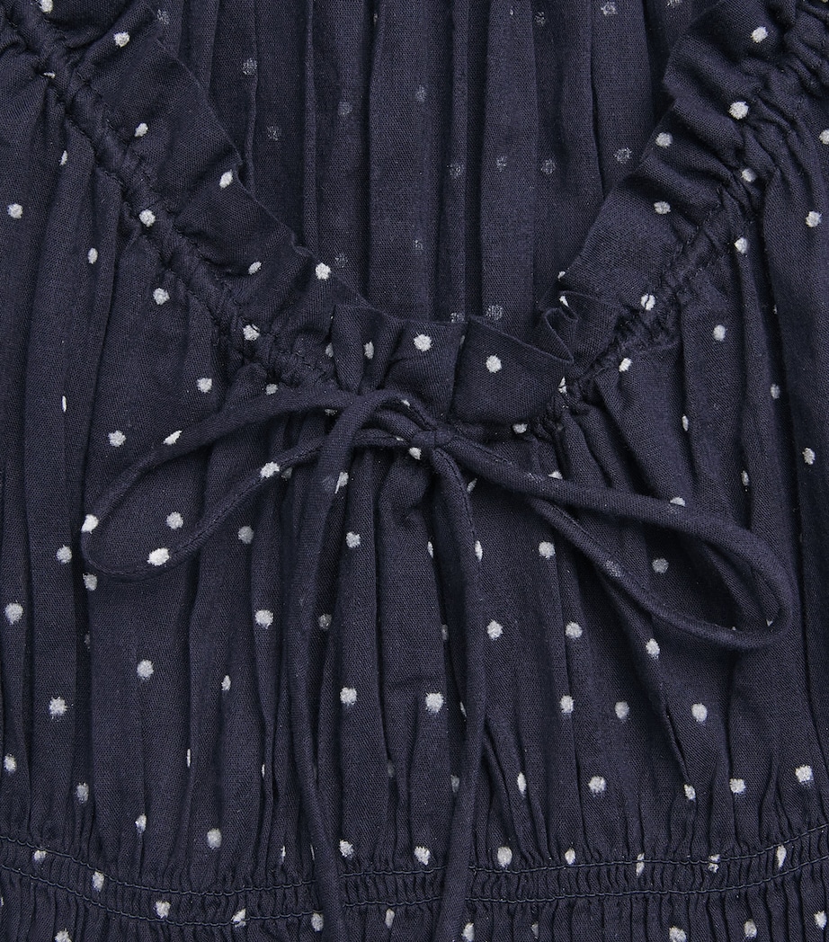 DÔEN Womens Organic Cotton Polka-Dot Ischia Maxi Dress Navy Flock Dot Image 6