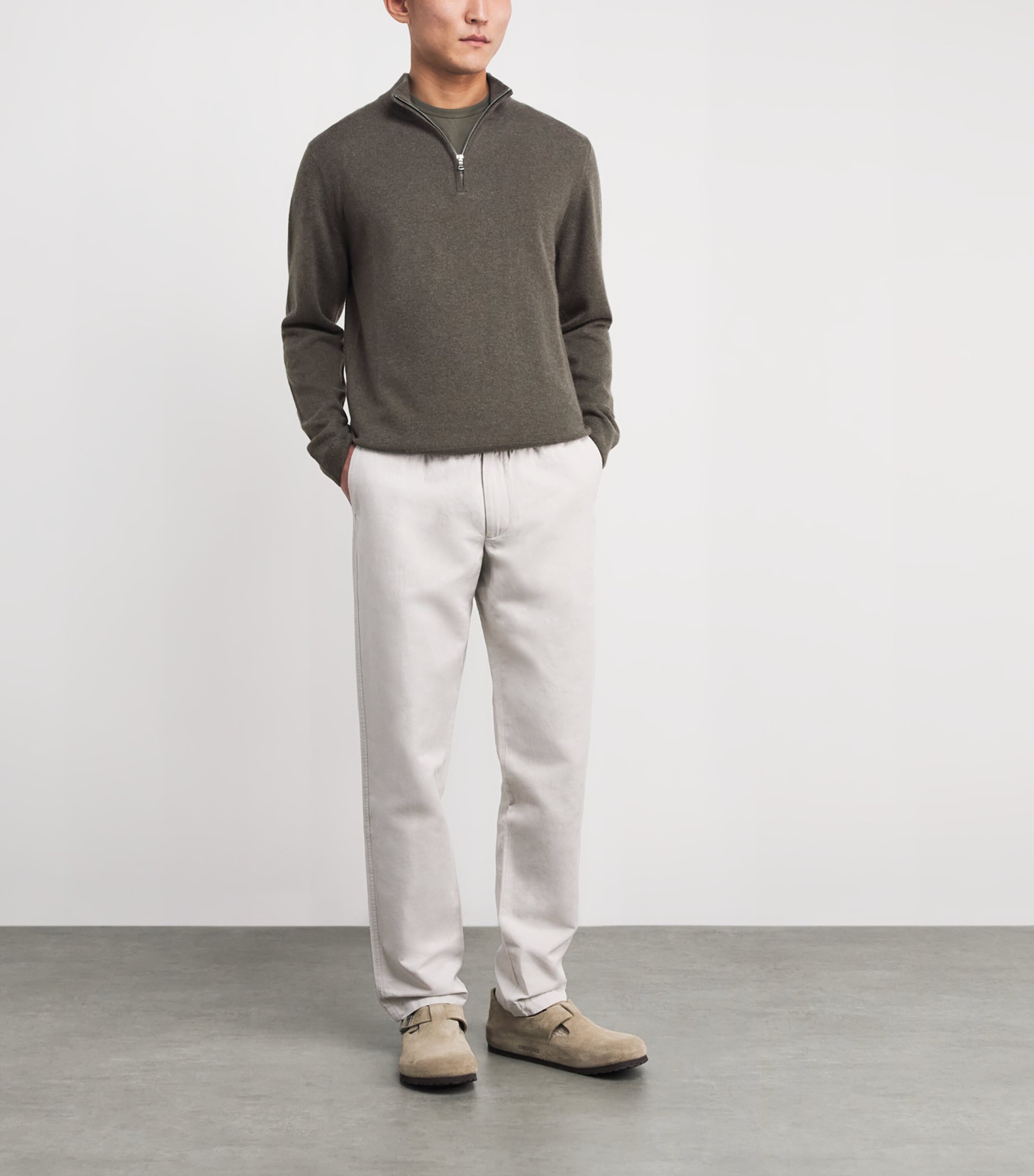 Cashmere Half-Zip Sweater KHAKI24 GNGY Image 2