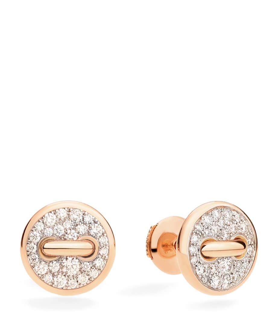 Rose Gold and Diamond Pom Pom Dot Earrings DB000 Image 1