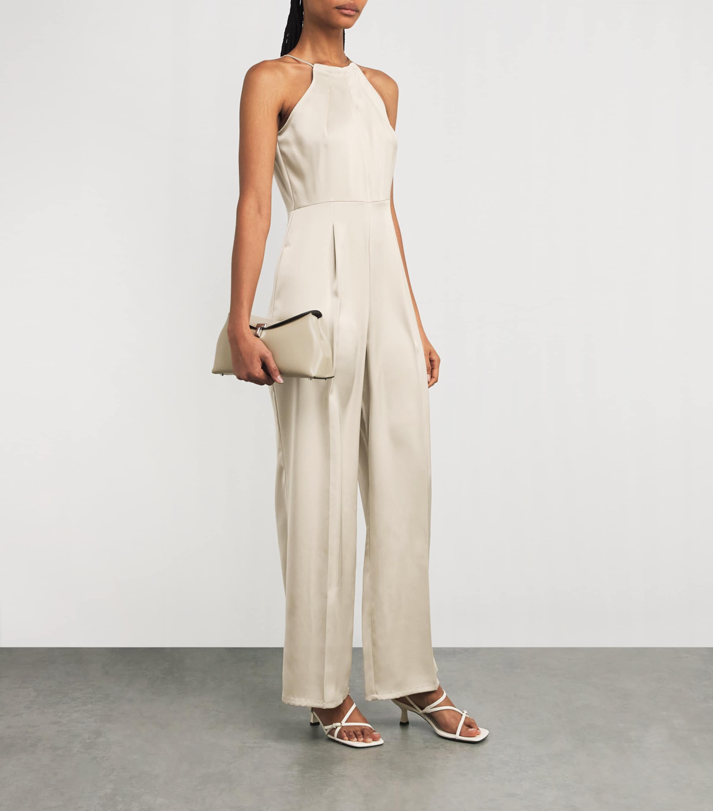 Satin Halterneck Jumpsuit ECRU Image 2