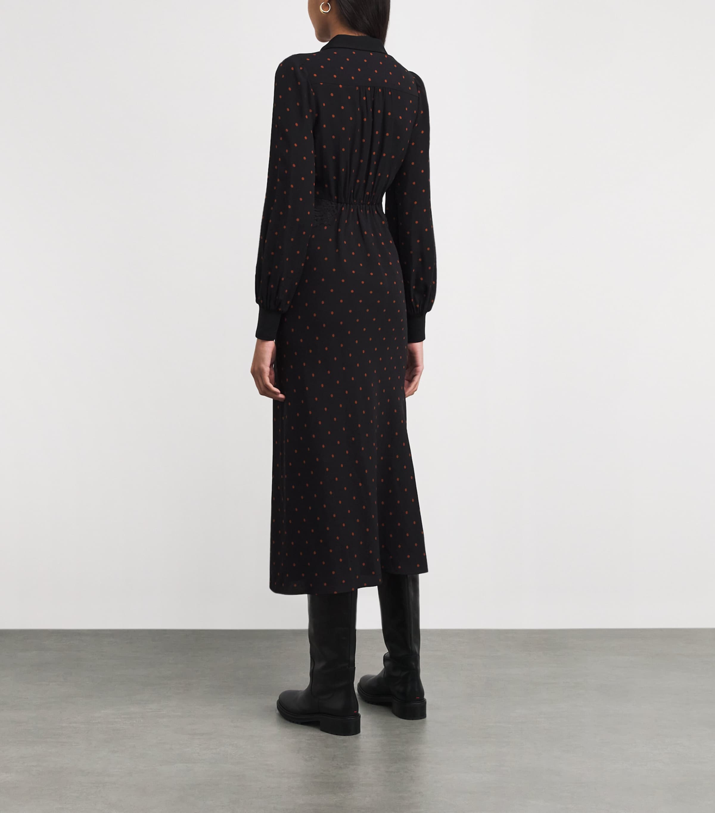 Polka-Dot Lace-Trim Maxi Dress BLACK/CARAMEL Image 3