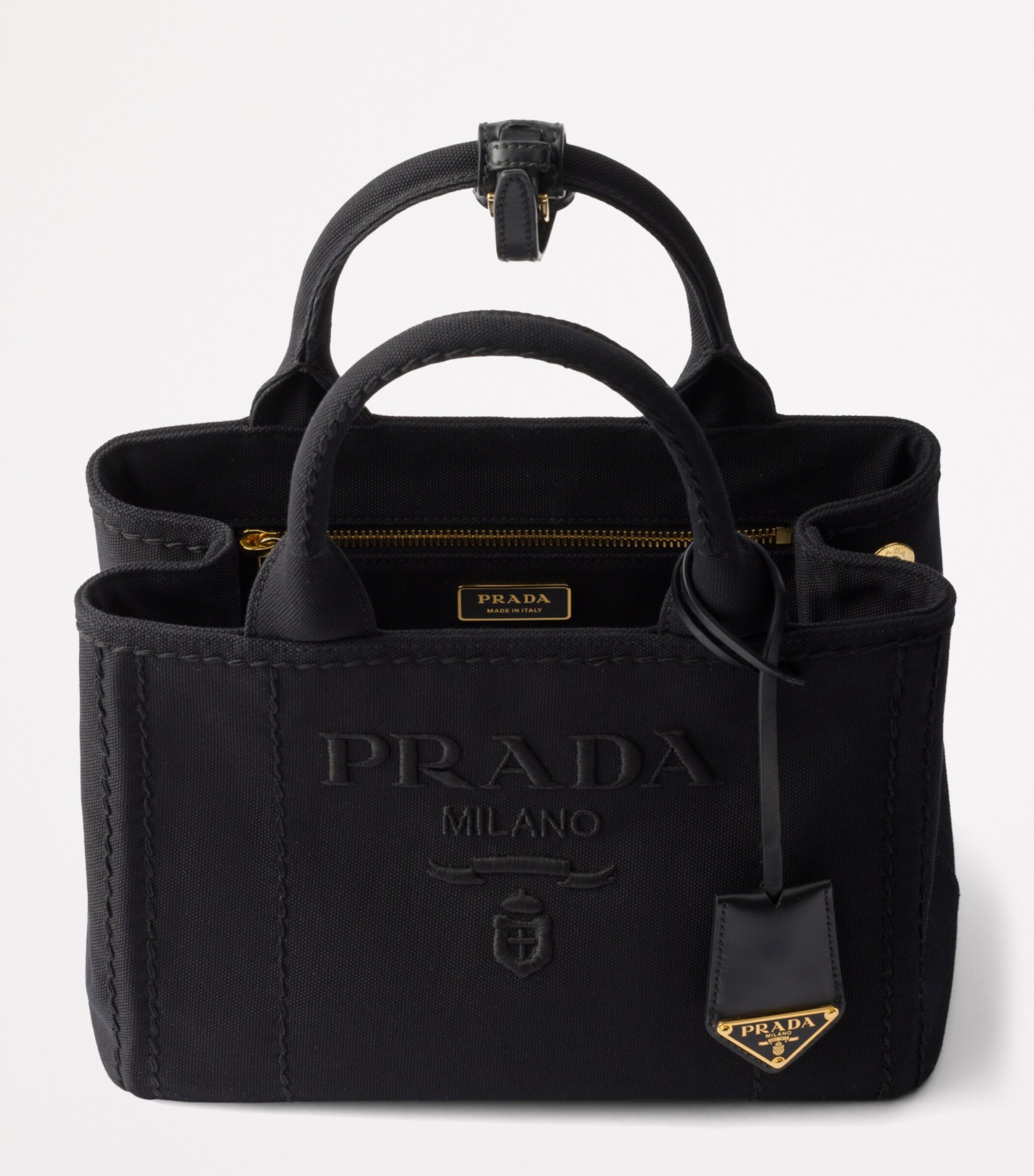 Prada Small Cotton Canvas Top-Handle Bag Image 4