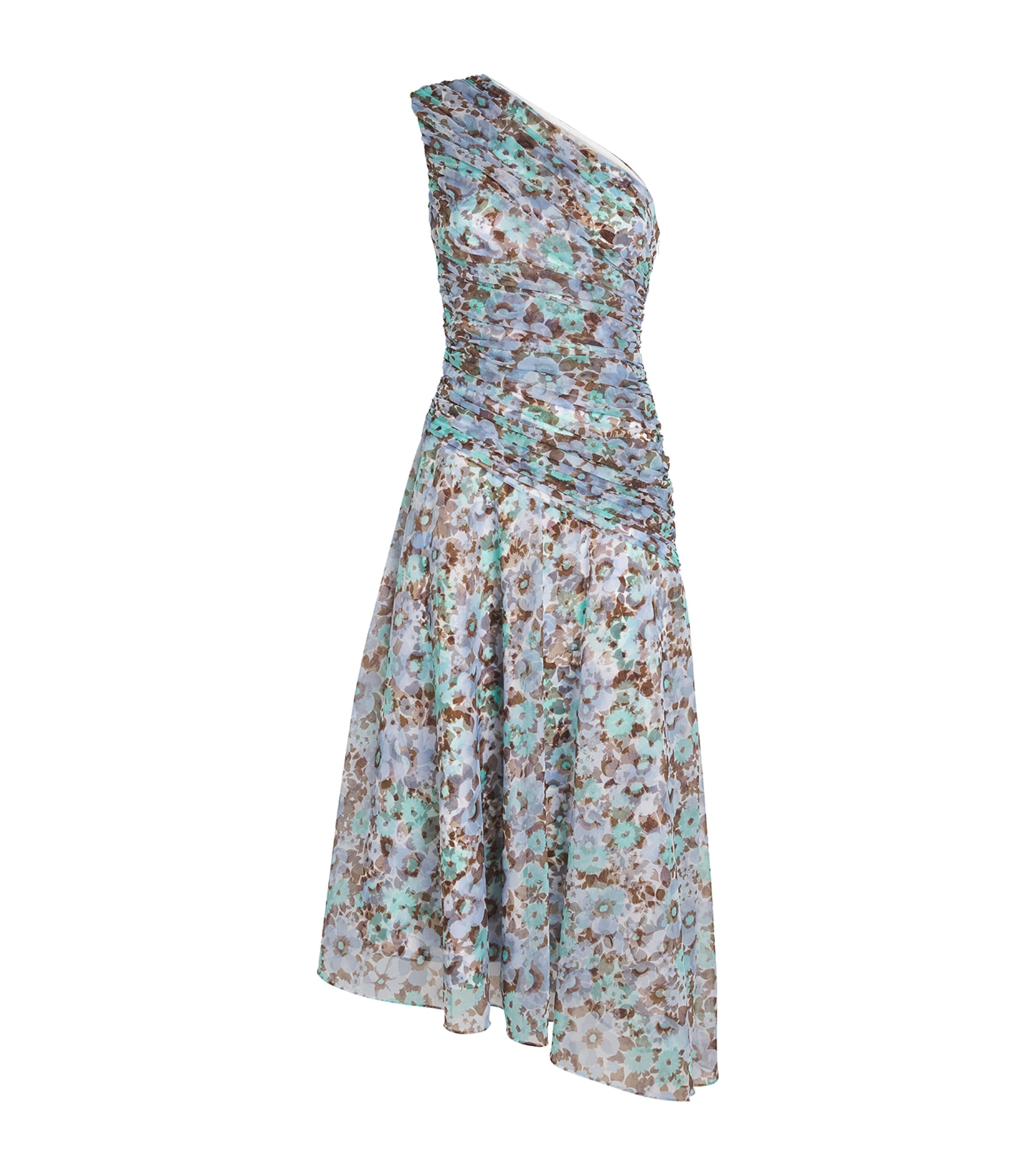 Tory Burch Womens Floral Satin Midi Dress Blue Floral Image 1